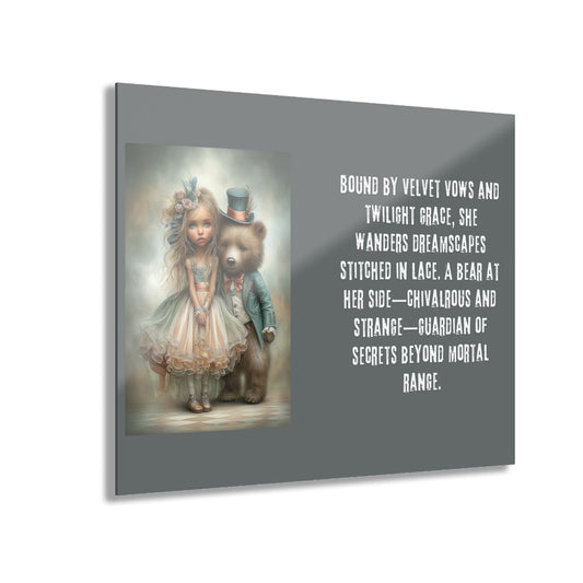 Acrylic Prints - Whimsical Girl and Bear French Cleat Hanging Frame with Enchanting Poem on the Horizontal Frames only.