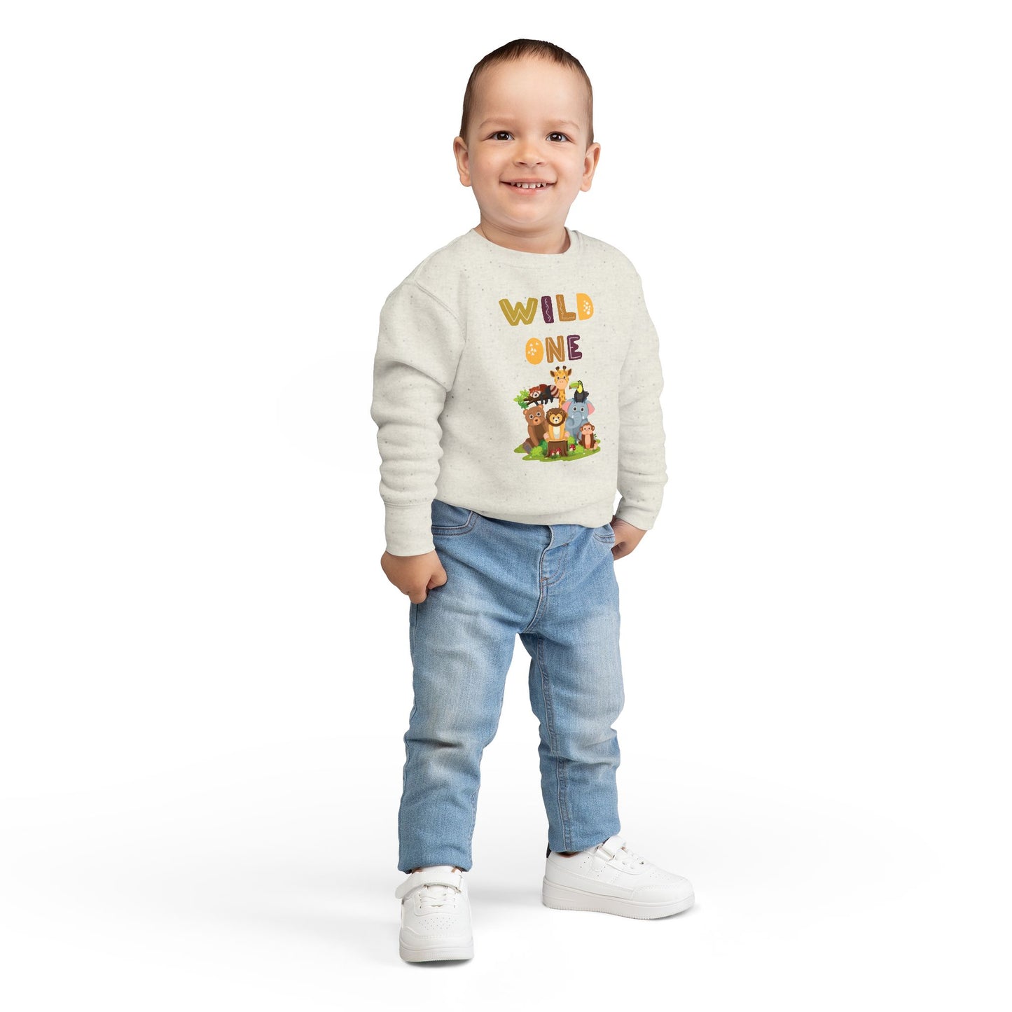 Wild One Toddler Sweatshirt - Cute Animal Design, Birthday Gift, Kids' Apparel, Playtime Outfit, Baby Shower Gift