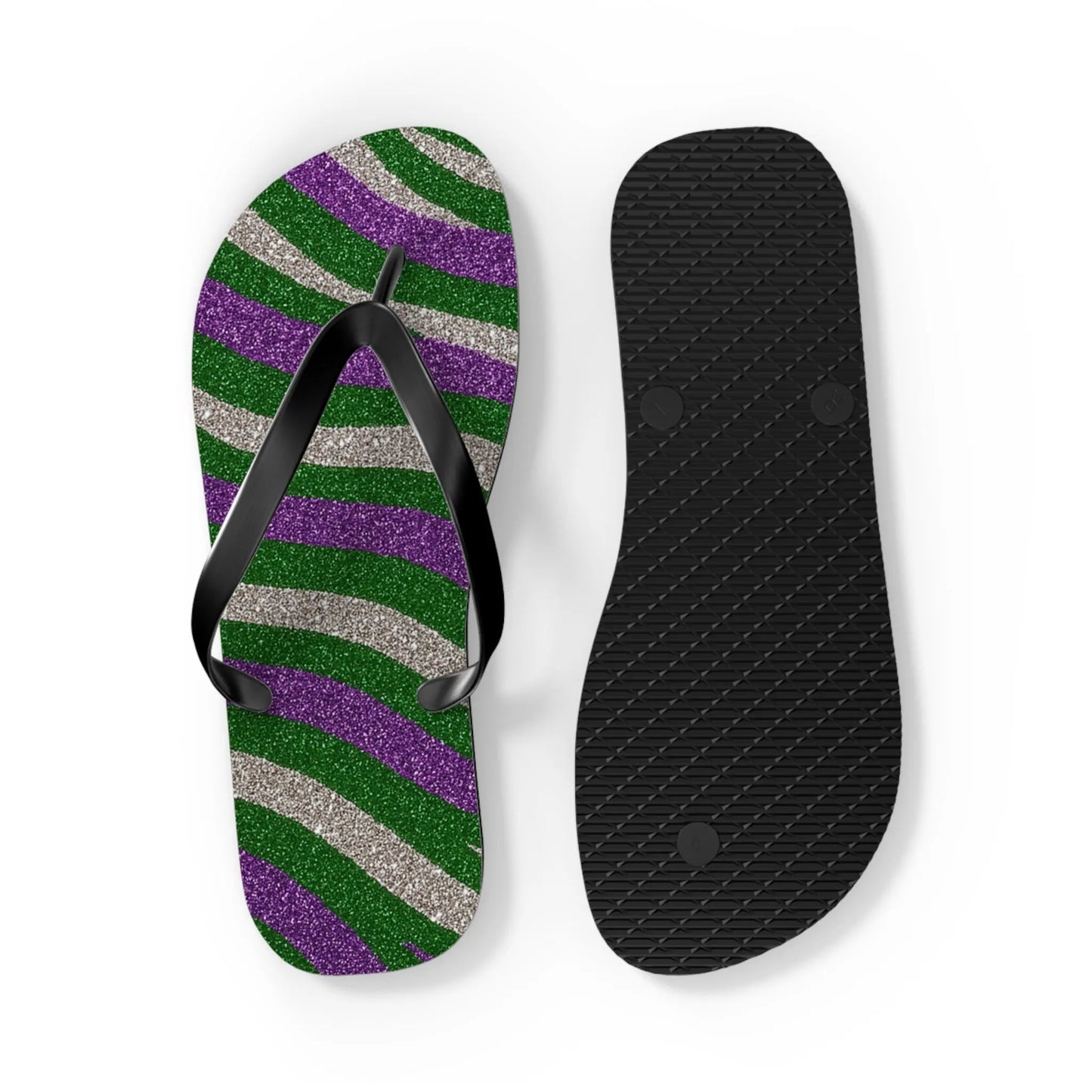 Vibrant Striped Flip Flops for Summer, Beach, Pool, Vacation, Trendy Footwear Printify