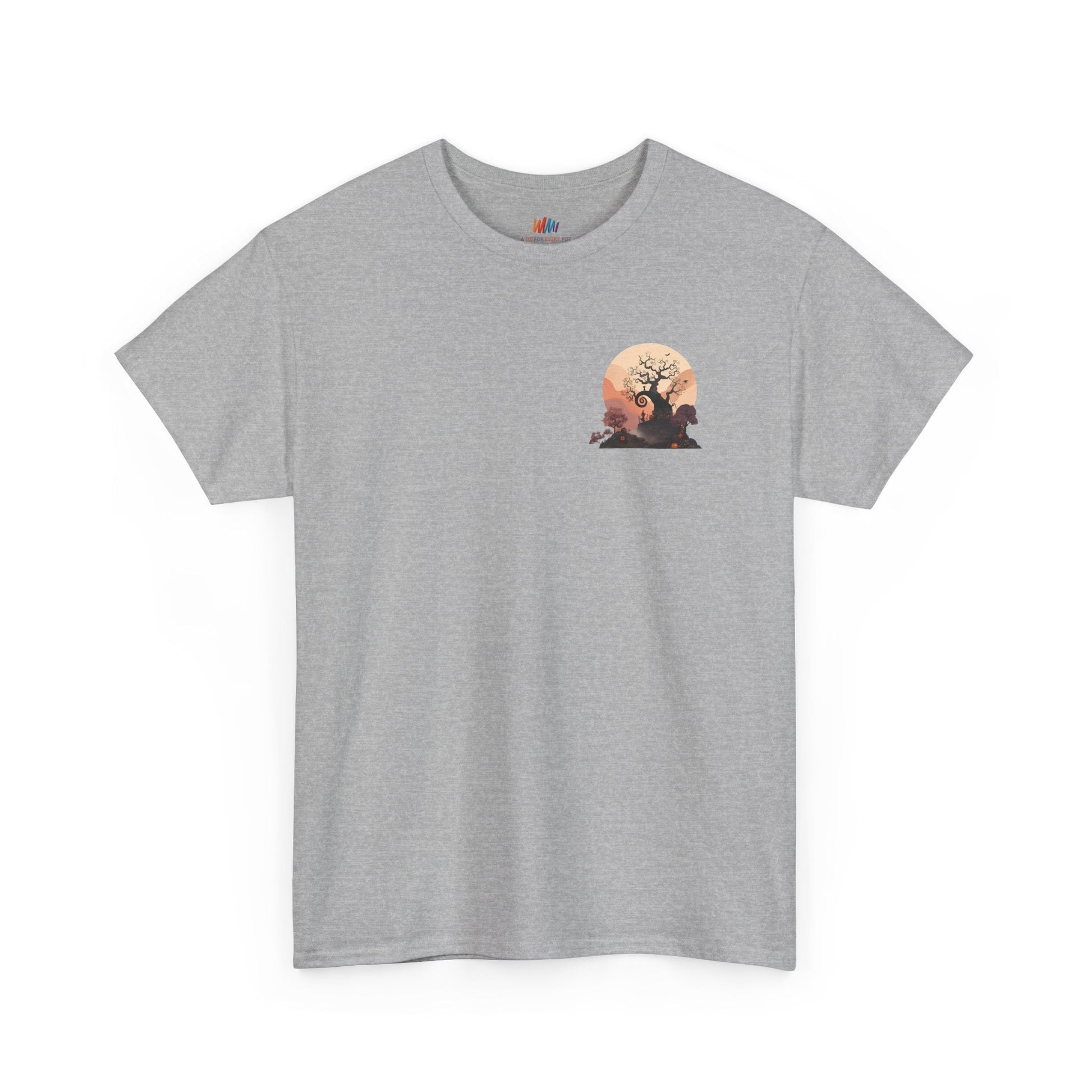 Spooky Sunset Tee, Halloween Shirt, Fall Apparel, Unisex Graphic Tee, Autumn Vibes, Cozy Casual Wear Printify