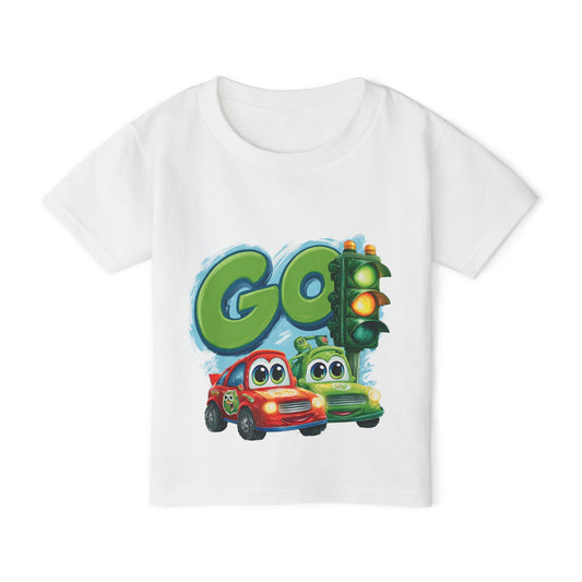 Colorful Kids' Tee with Cars Design, Toddler T-shirt, Go Traffic Shirt, Fun Playtime Apparel, Gift for Birthdays or Holidays Printify