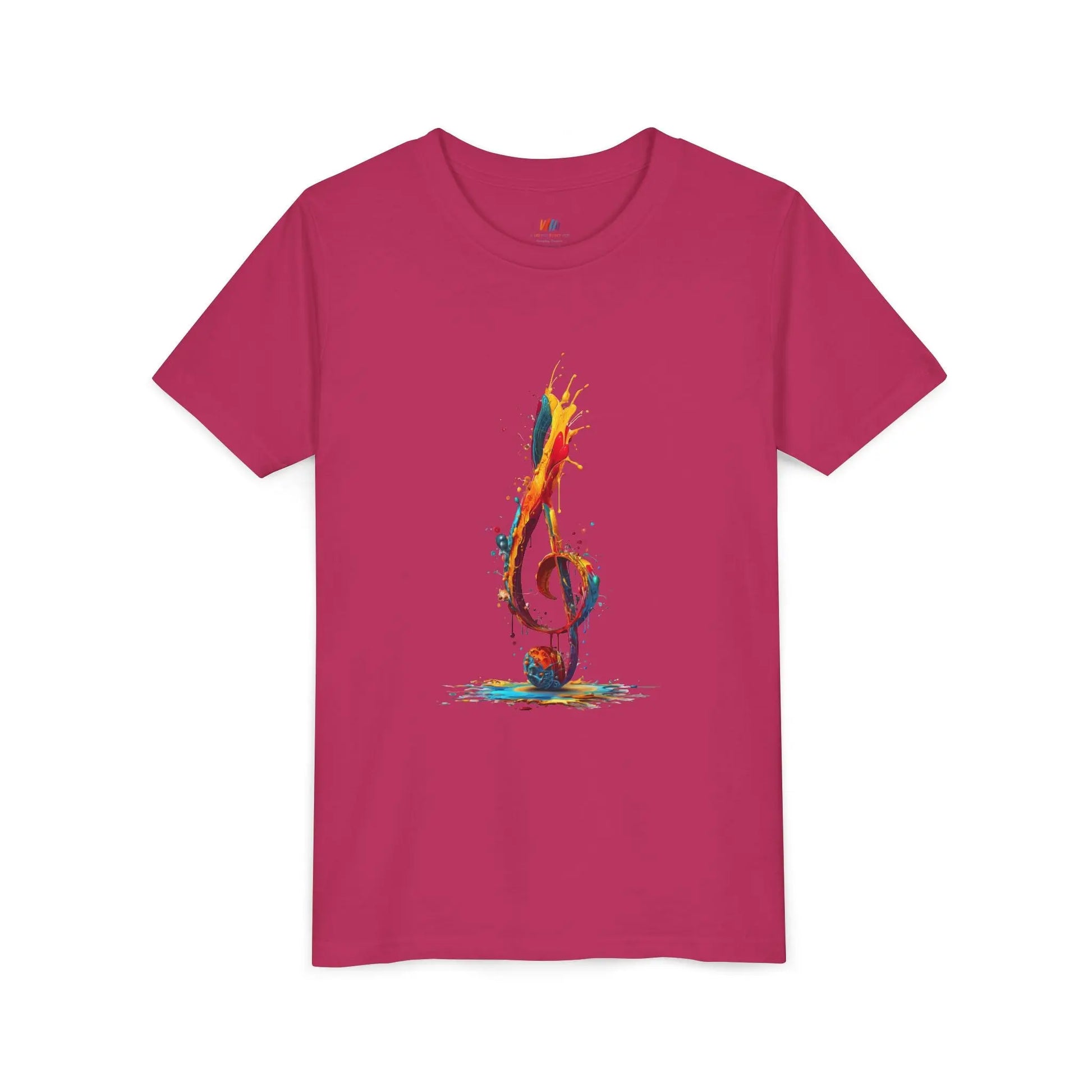 Youth Music Note Tee, Colorful Treble Clef Shirt, Printify