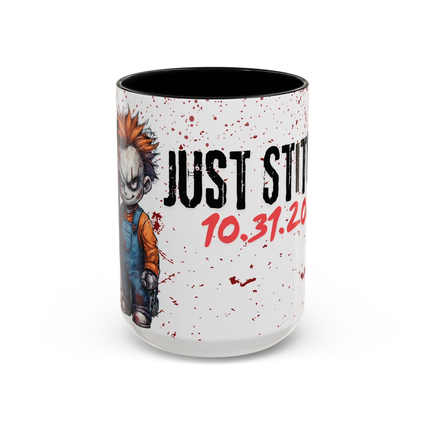 Accent Coffee Mug - Gothic Halloween Bride and Groom Just Stitched Personalized Mug