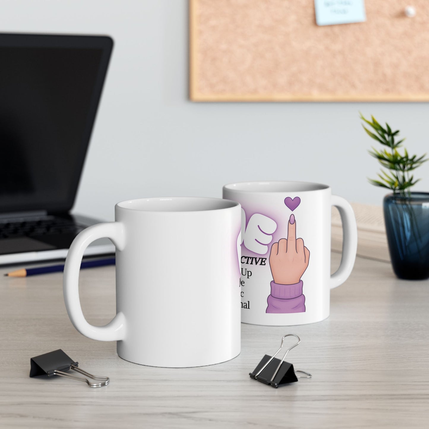 Pretty FINE Mug Funny Middle Finger Coffee Cup, Sarcastic Definition Mug, Feminine Purple Aesthetic Gift for Best Friend or Coworker