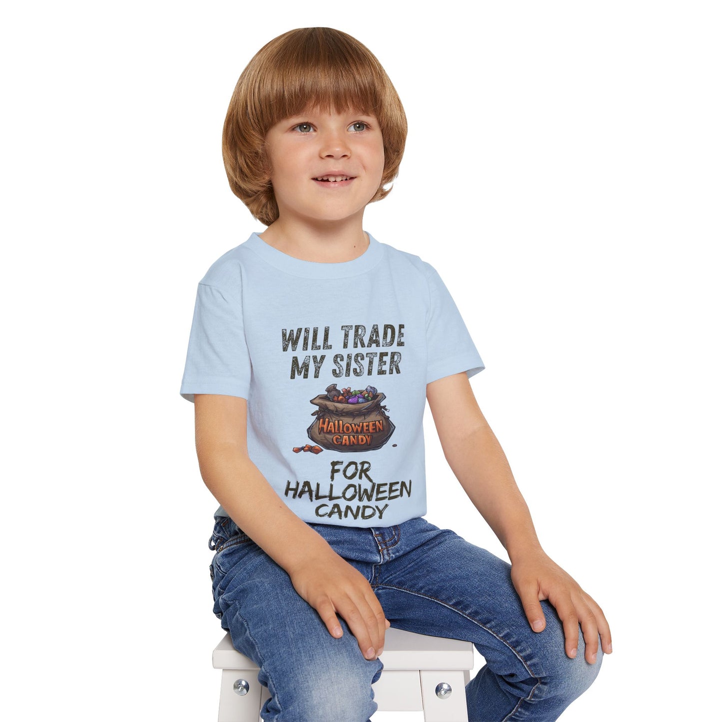 Funny Halloween Toddler T-Shirt, Funny Kid's Tee, Will Trade My Sister for Candy, Halloween Costume, Kids Party Apparel