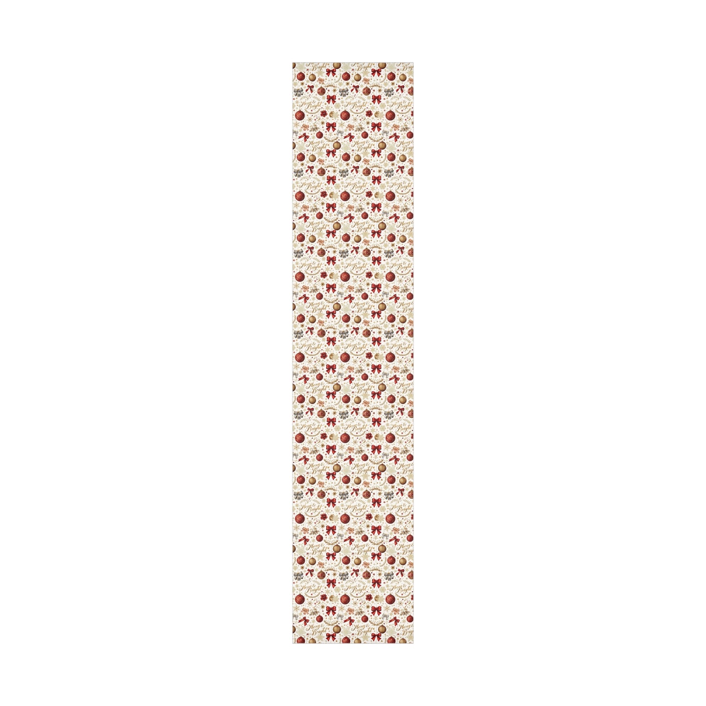 Merry & Bright Christmas Wrapping Paper – Elegant Red, Gold & Silver Ornament Gift Wrap