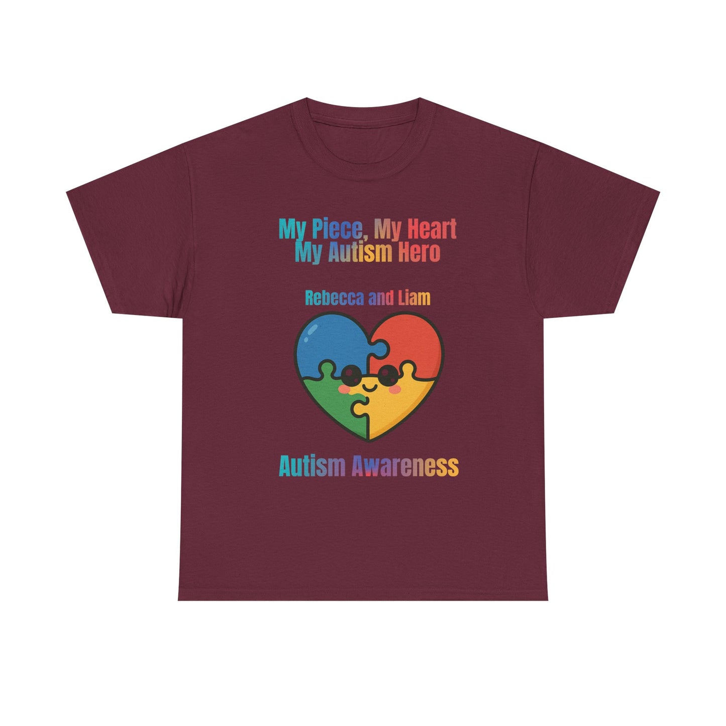 Customizable Autism Awareness Tee, My Piece My Heart Hero Shirt, Unisex Cotton Tee, Puzzle Heart Design, Inclusive Apparel