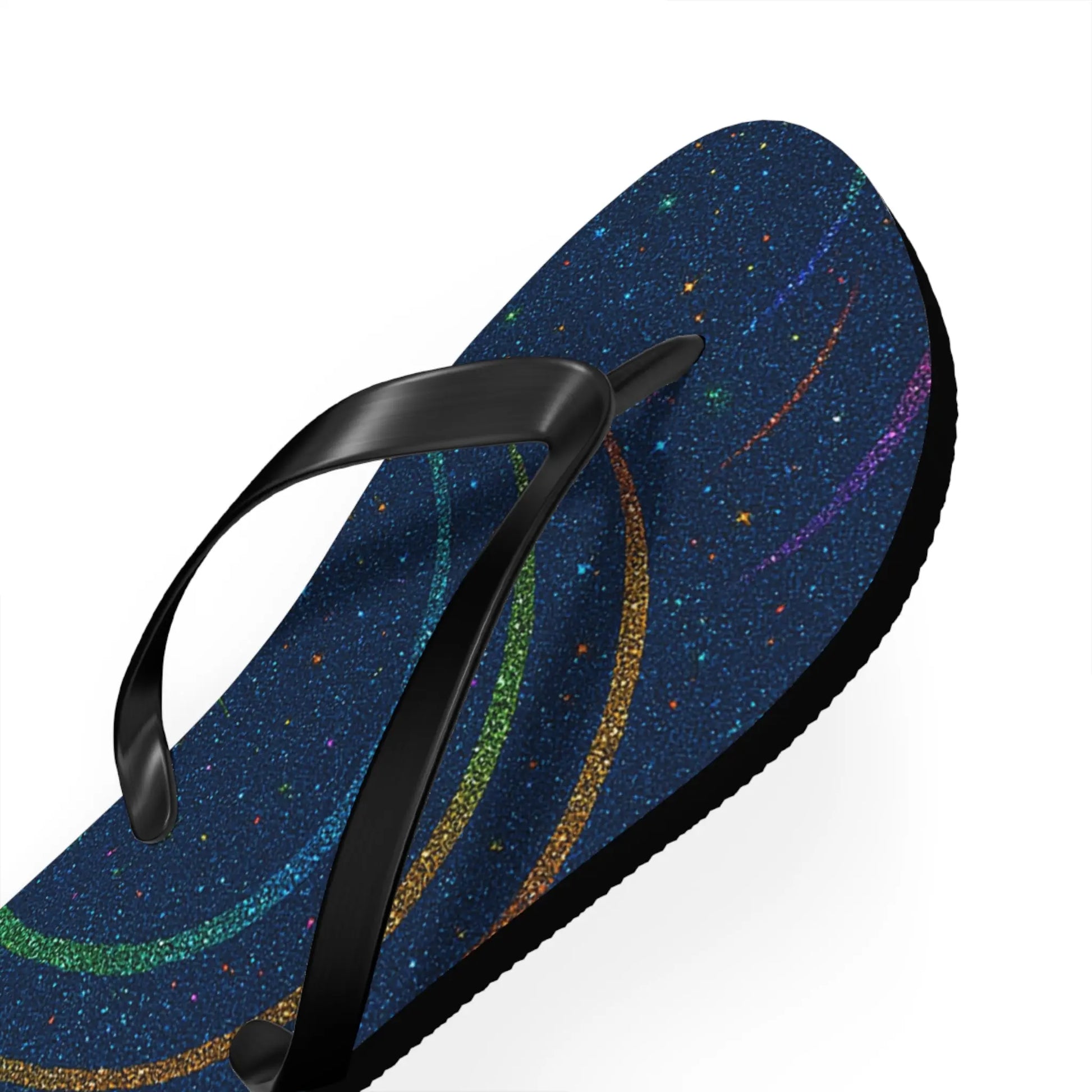 Cosmic Flip Flops | Starry Beach Sandals, Summer Footwear, Boho Style, Vacation Slides, Festival Accessories Printify