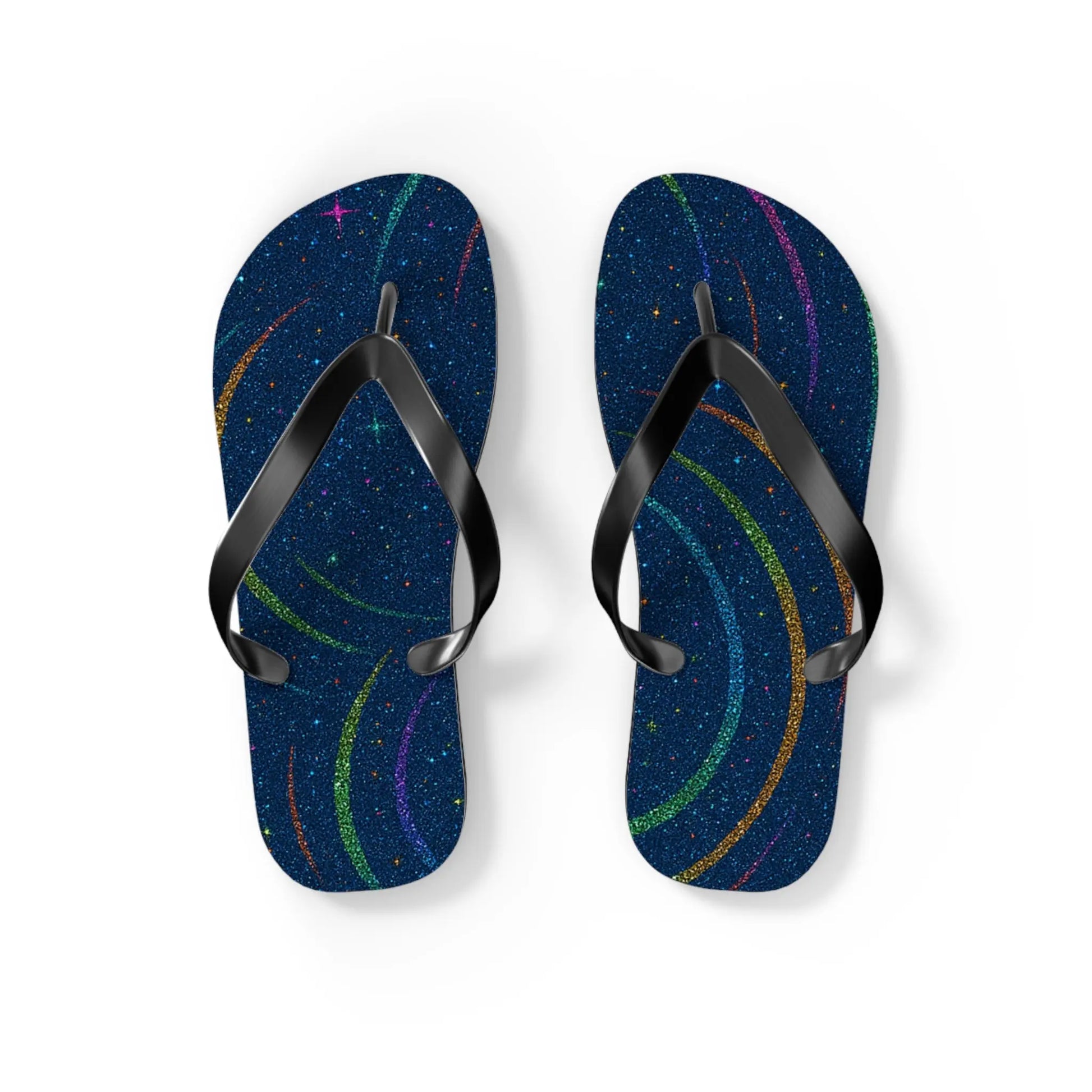 Cosmic Flip Flops | Starry Beach Sandals, Summer Footwear, Boho Style, Vacation Slides, Festival Accessories Printify