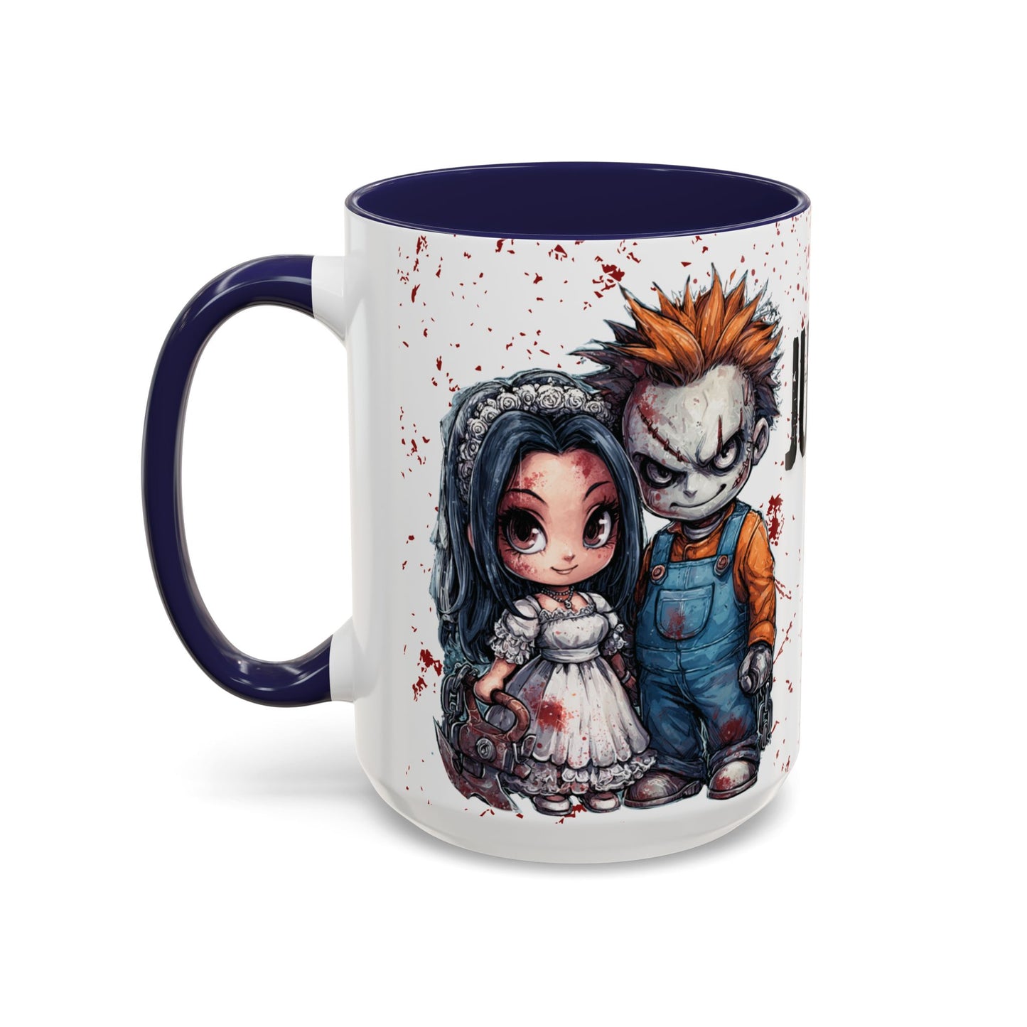 Accent Coffee Mug - Gothic Halloween Bride and Groom Just Stitched Personalized Mug