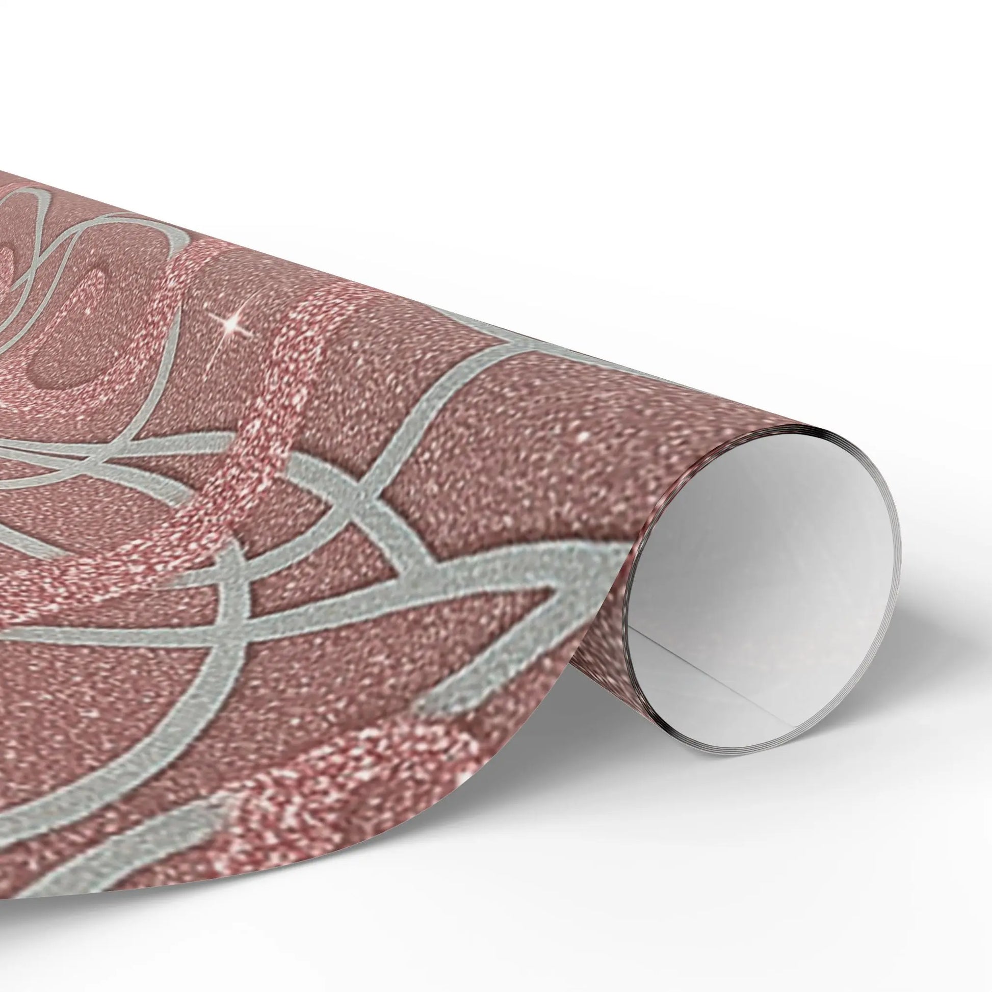 Wrapping Papers - Elegant Ombre Silver and Pink Sparkling Swirls Printify