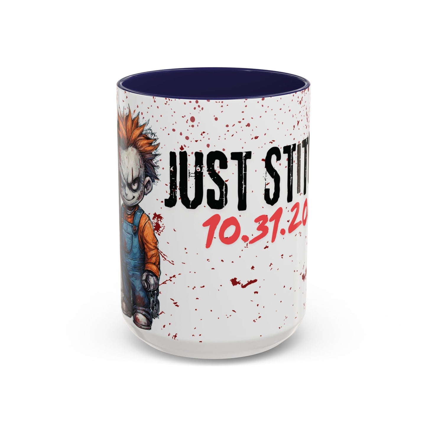 Accent Coffee Mug - Gothic Halloween Bride and Groom Just Stitched Personalized Mug