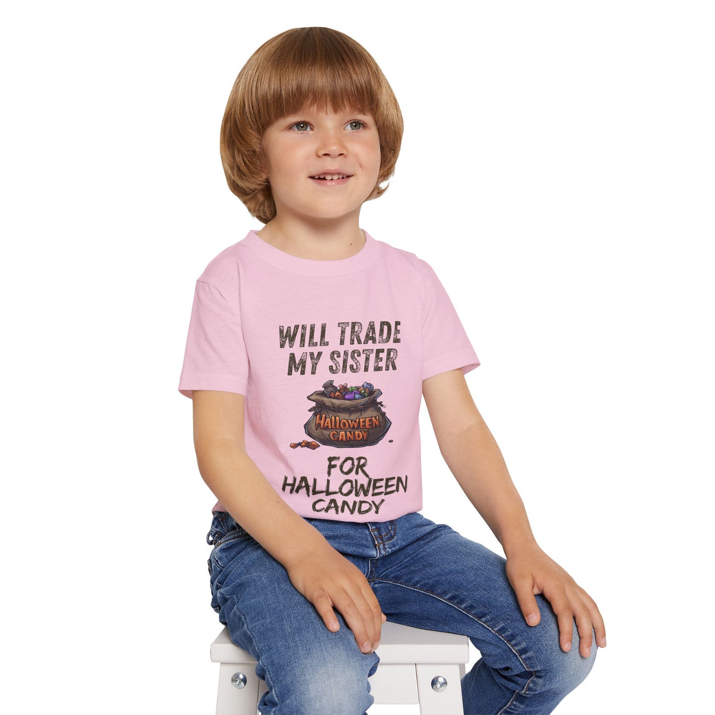 Funny Halloween Toddler T-Shirt, Funny Kid's Tee, Will Trade My Sister for Candy, Halloween Costume, Kids Party Apparel