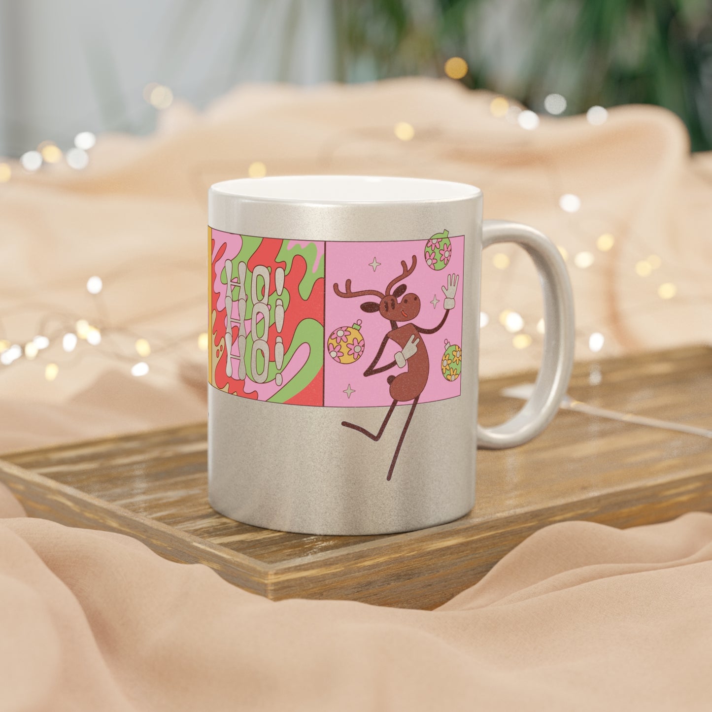 Metallic Christmas Mug | Festive Holiday Drinkware, Gift for Her, Winter Wonderland Decor, Ornament Collector, Merry Christmas Quote