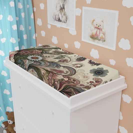 Floral Baby Changing Pad Cover - Soft Bedding, Nursery Decor, Baby Shower Gift, Floral Print, Modern Kids Room Printify