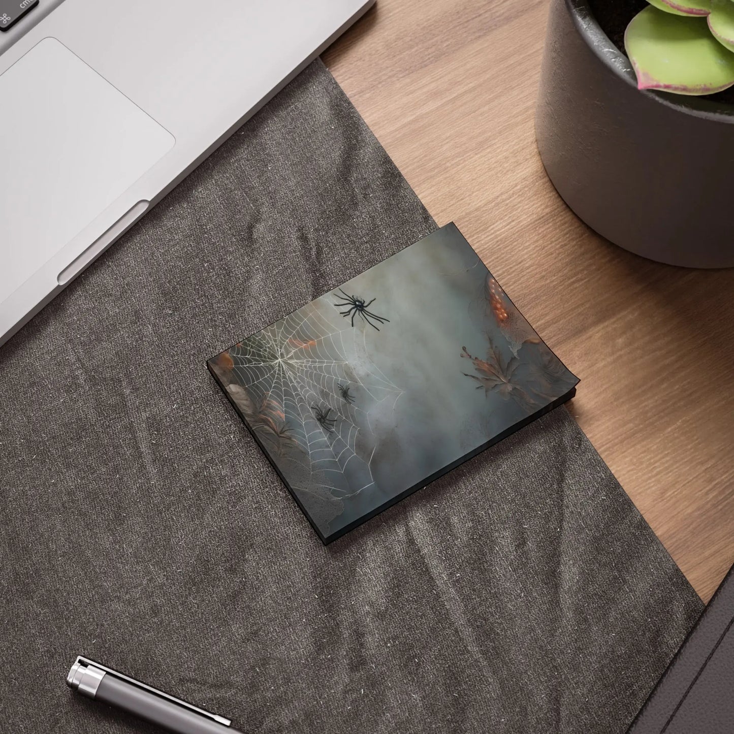 Note Pads - Spooky Spider and Web Design Halloween Stationery Printify