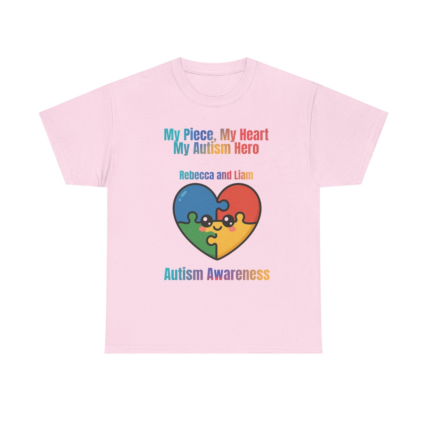 Customizable Autism Awareness Tee, My Piece My Heart Hero Shirt, Unisex Cotton Tee, Puzzle Heart Design, Inclusive Apparel