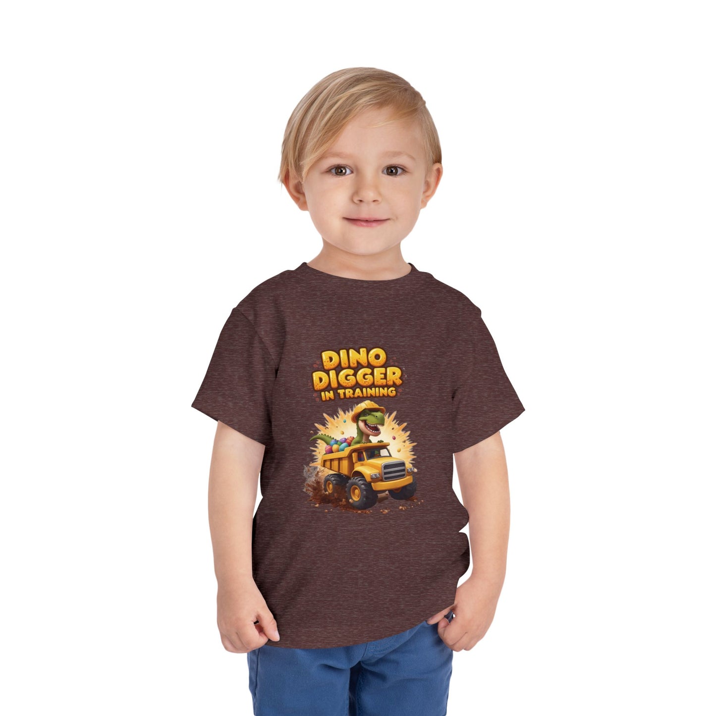 Dino Digger Toddler Tee - Fun Dino Excavator T-Shirt, Kids Gift, Birthday Outfit, Playwear, Cute Dinosaur Apparel