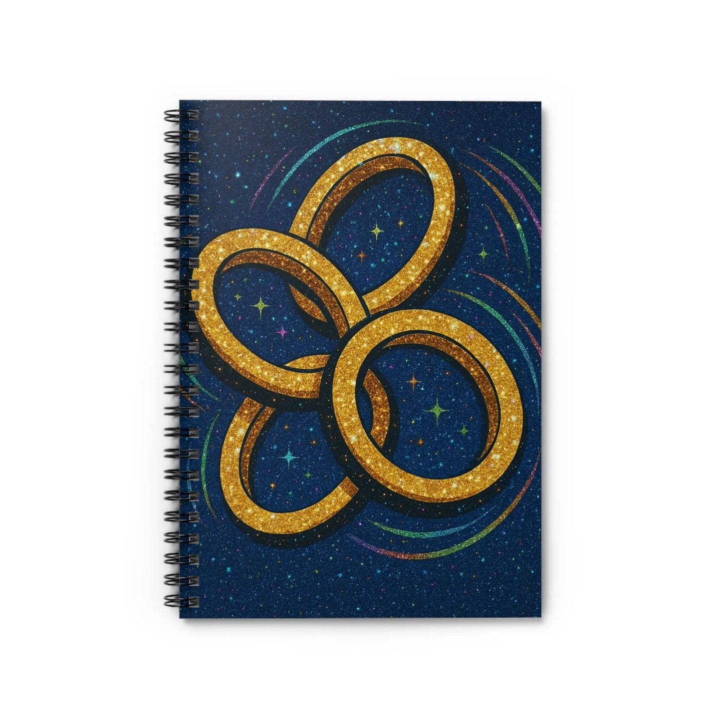 Cosmic Spiral Notebook - Ruled Lines, Glittery Rings Design, Perfect for Journaling, Gift for Students, Astrological Notes, Starry [...] Printify