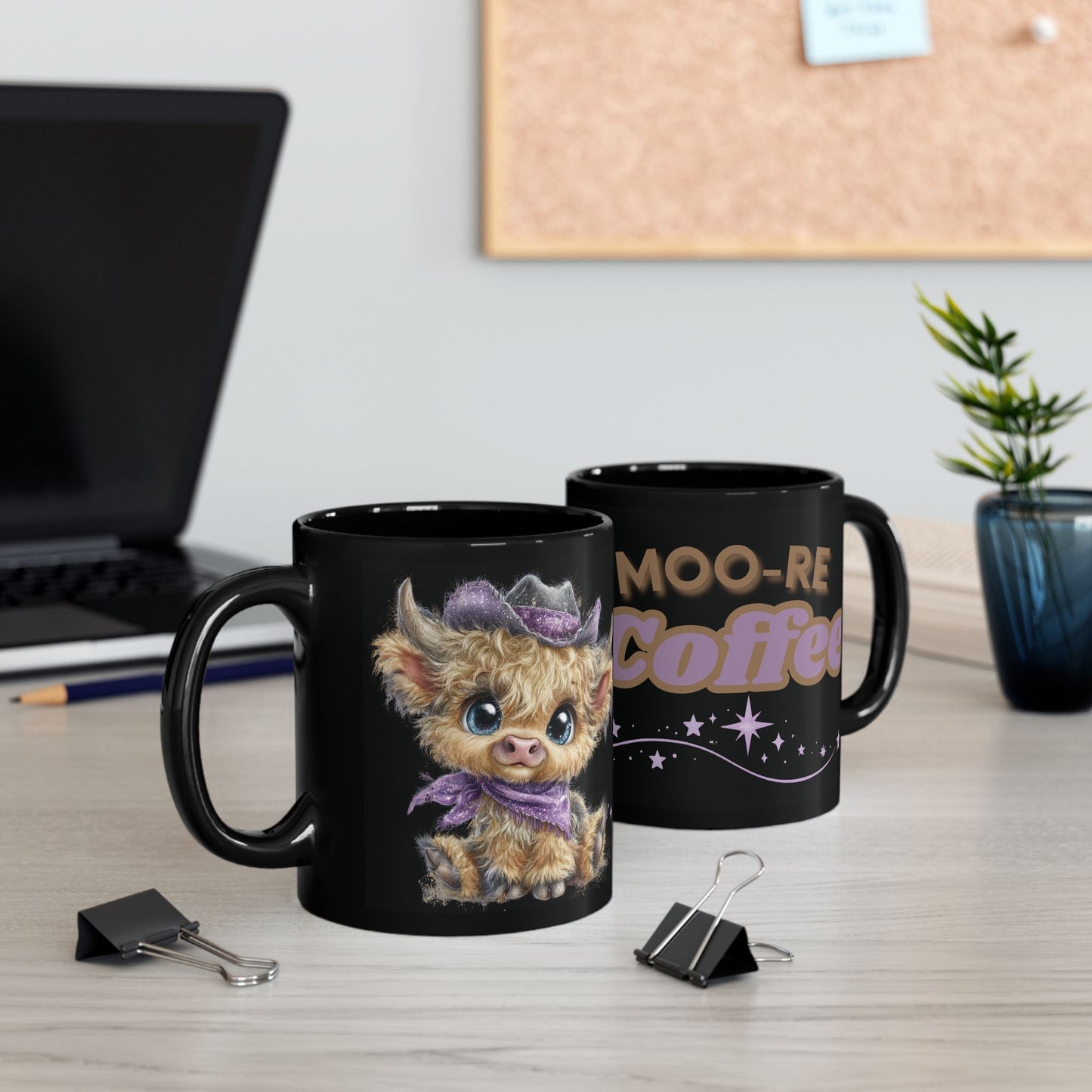 Highland Cow Coffee Mug Moo Re Coffee Black Glossy Cup 11oz and 15oz