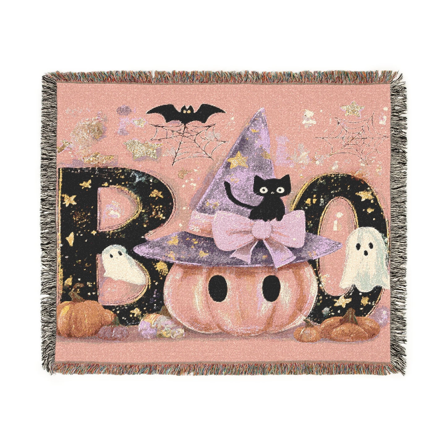 Halloween Woven Blanket, Cozy Throw, Spooky Decor, Autumn Gift, Fall Home Accent