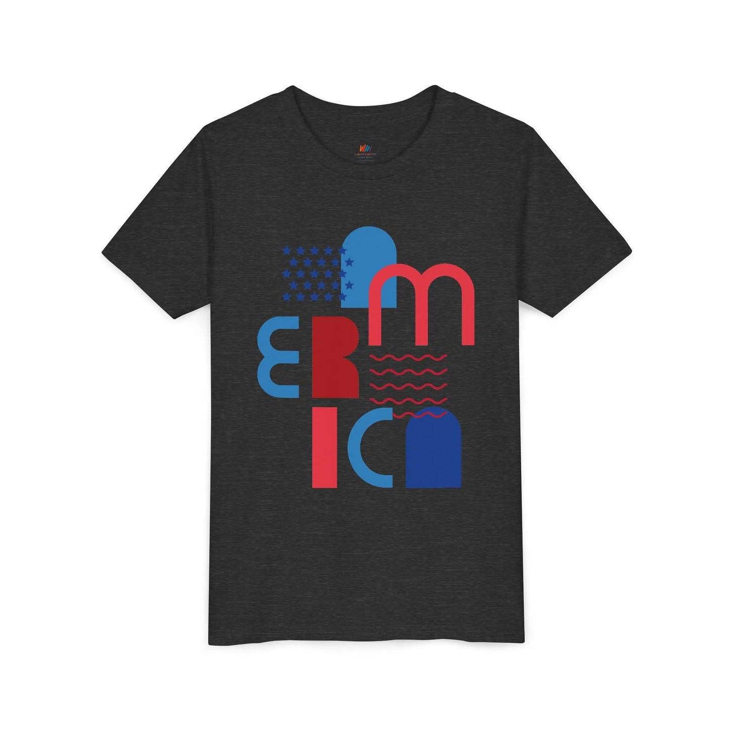 Youth Americana Short Sleeve Tee, Summer Fun Shirt, Patriotic Kids Top, Gift for Independence Day, Red White Blue Tee Printify