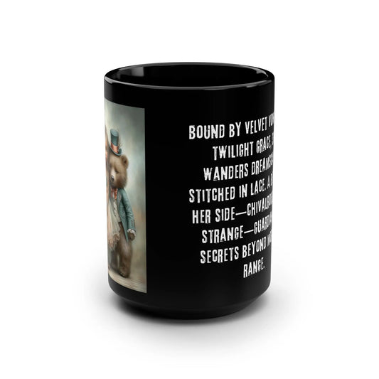 Mug: Gothic Child and Enchanting Bear 15oz Black Mug with Poem Printify