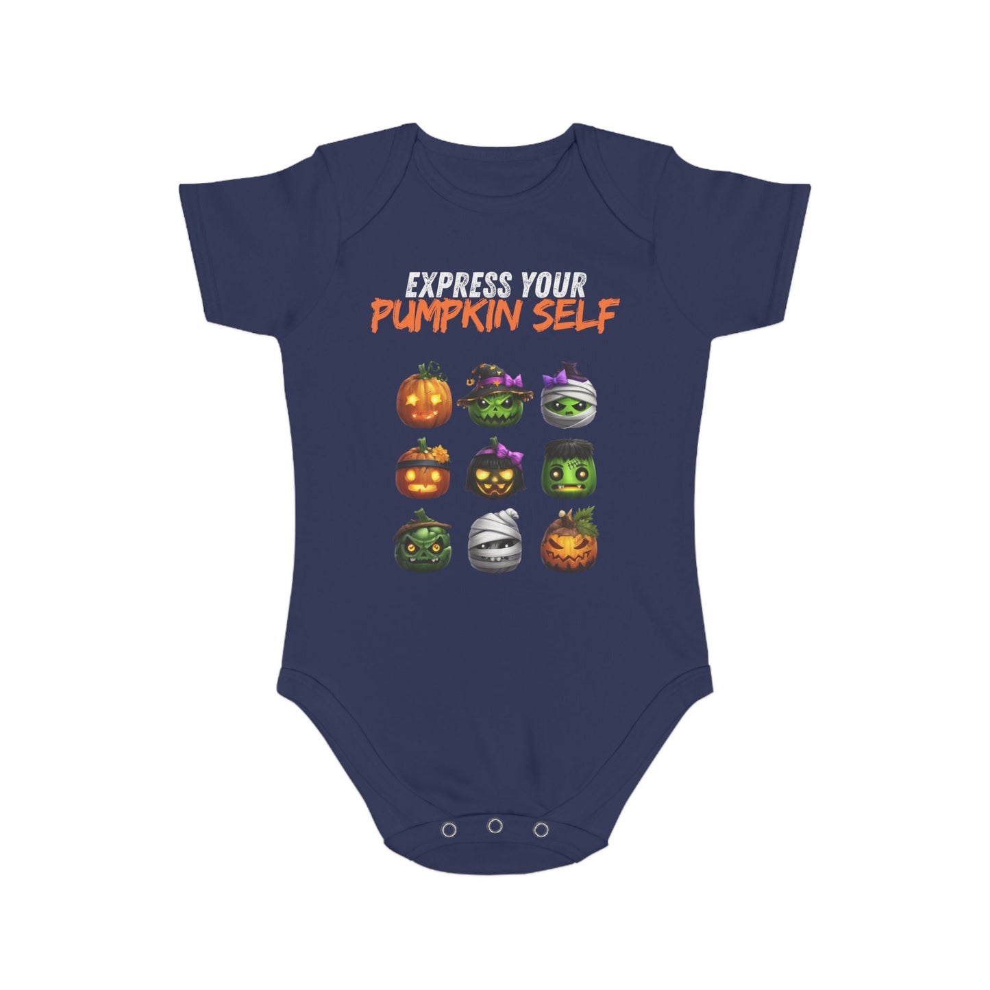 Halloween Baby Bodysuit, Express Your Pumpkin Self, Cute Infant Outfit, Spooky Baby Clothes, Fall Baby Gift, Pumpkin Costume - A Lid for Every Pot ~ Everyday Designz ~