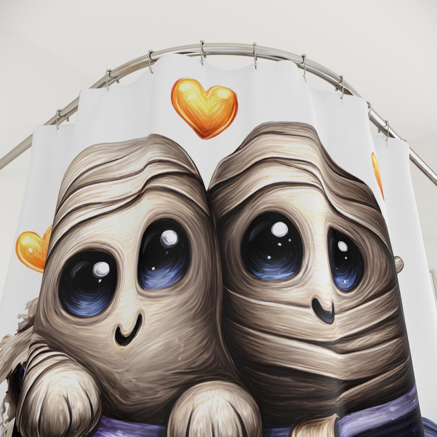 Cute Halloween Shower Curtain - Mummy Design, Decorative Home Decor, Spooky Bathroom, Fall Celebration, Kids Room Accessories Printify