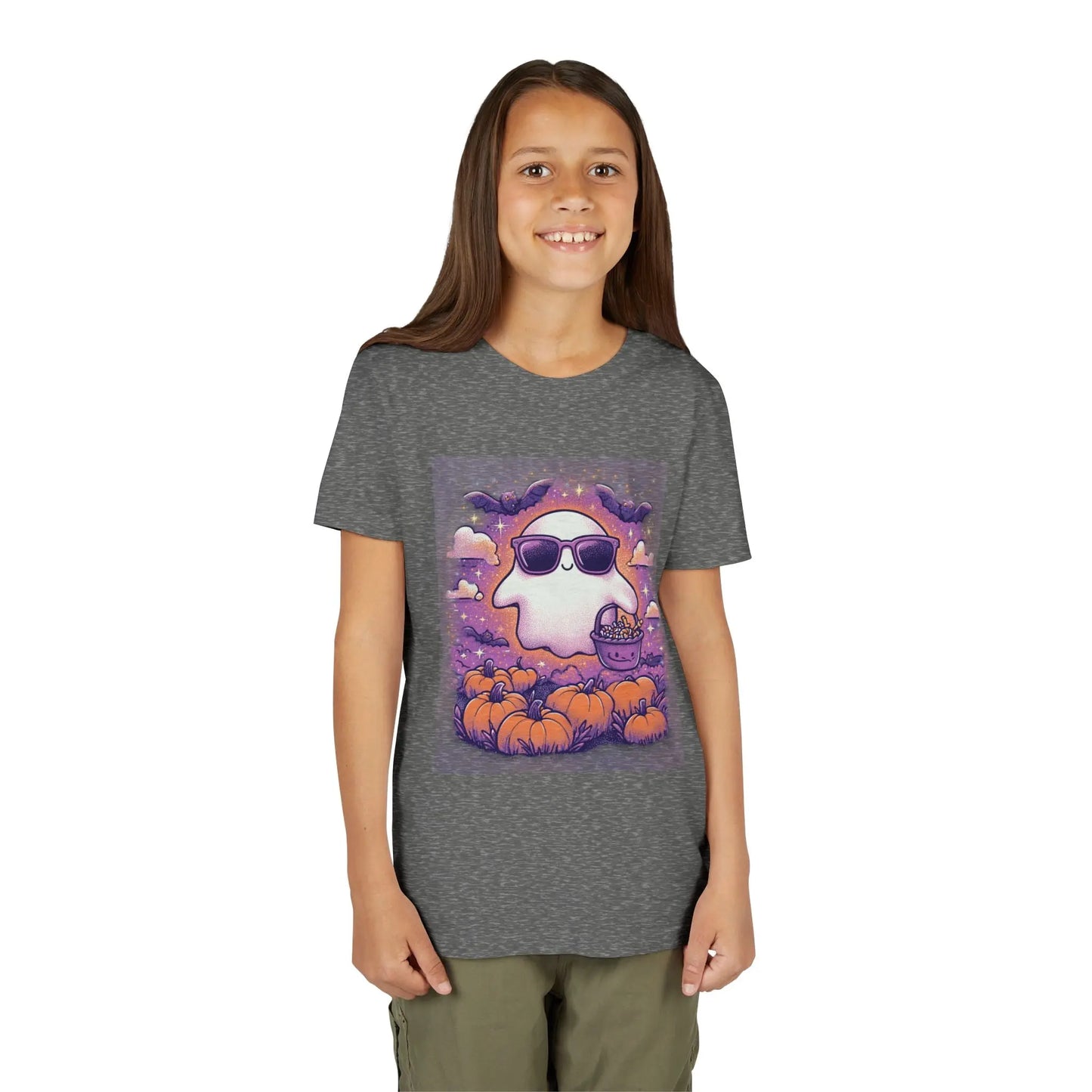 Adorable Ghost Halloween Tee, Youth Short Sleeve T-Shirt Printify
