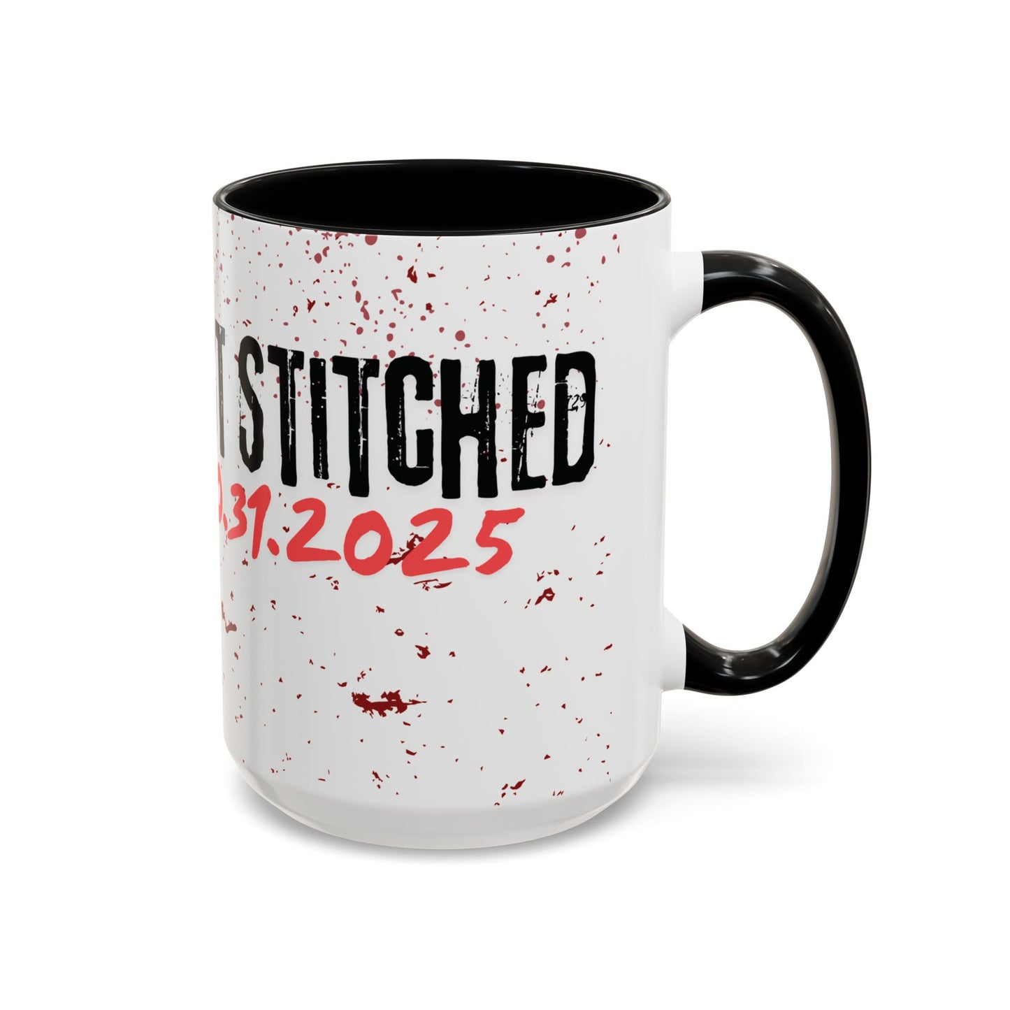 Accent Coffee Mug - Gothic Halloween Bride and Groom Just Stitched Personalized Mug