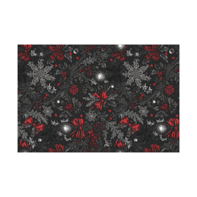 Elegant Victorian Gothic Christmas Wrapping Paper – Dark Holiday Gift Wrap with Red Bows & Snowflakes