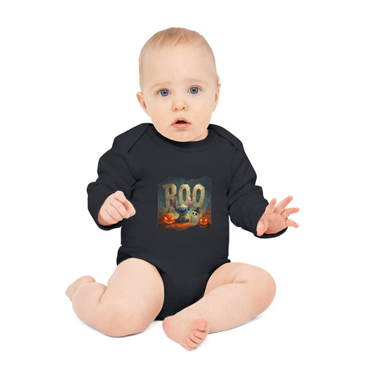 Organic Halloween Baby Bodysuit, Cute Baby Outfit, Fall Baby Clothes, Pumpkin Bodysuit, Baby Costume for Halloween Printify