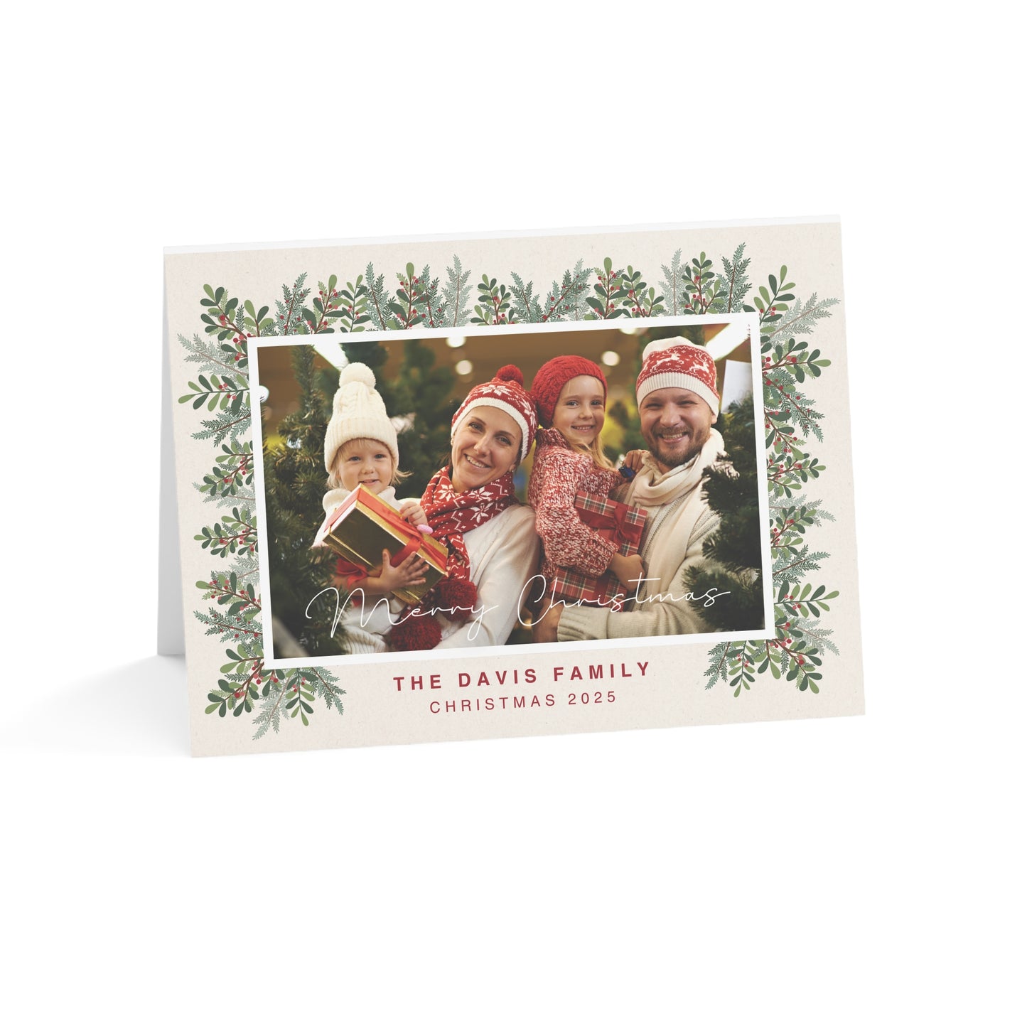 Personalized Family Christmas Cards Custom Photo Holiday Card Set 10 30 or 50 Pack with Envelopes Custom Printed Holiday Greeting
