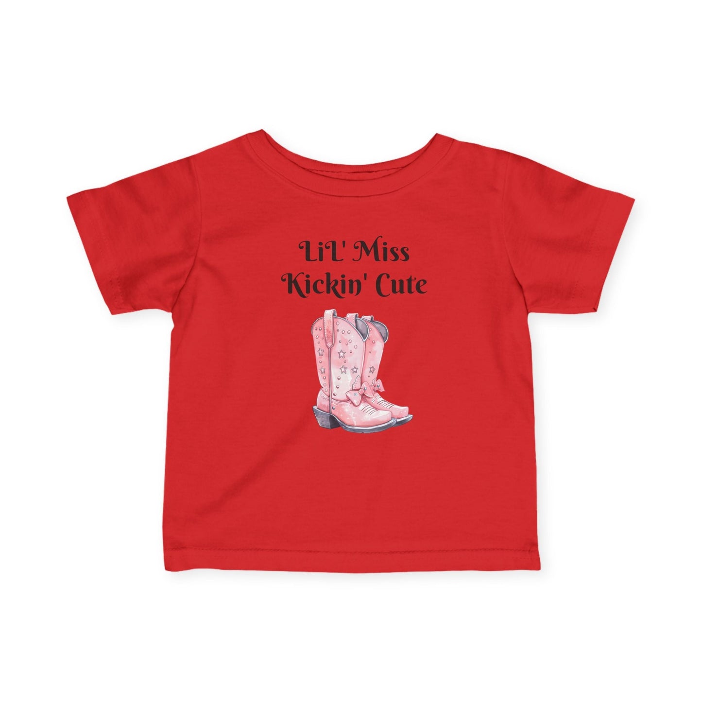 Lil' Miss Kickin' Cute Infant Tee, Baby Shirt, Toddler Clothing, Western Theme Outfit, Cute Baby Gift, Birthday Present Printify
