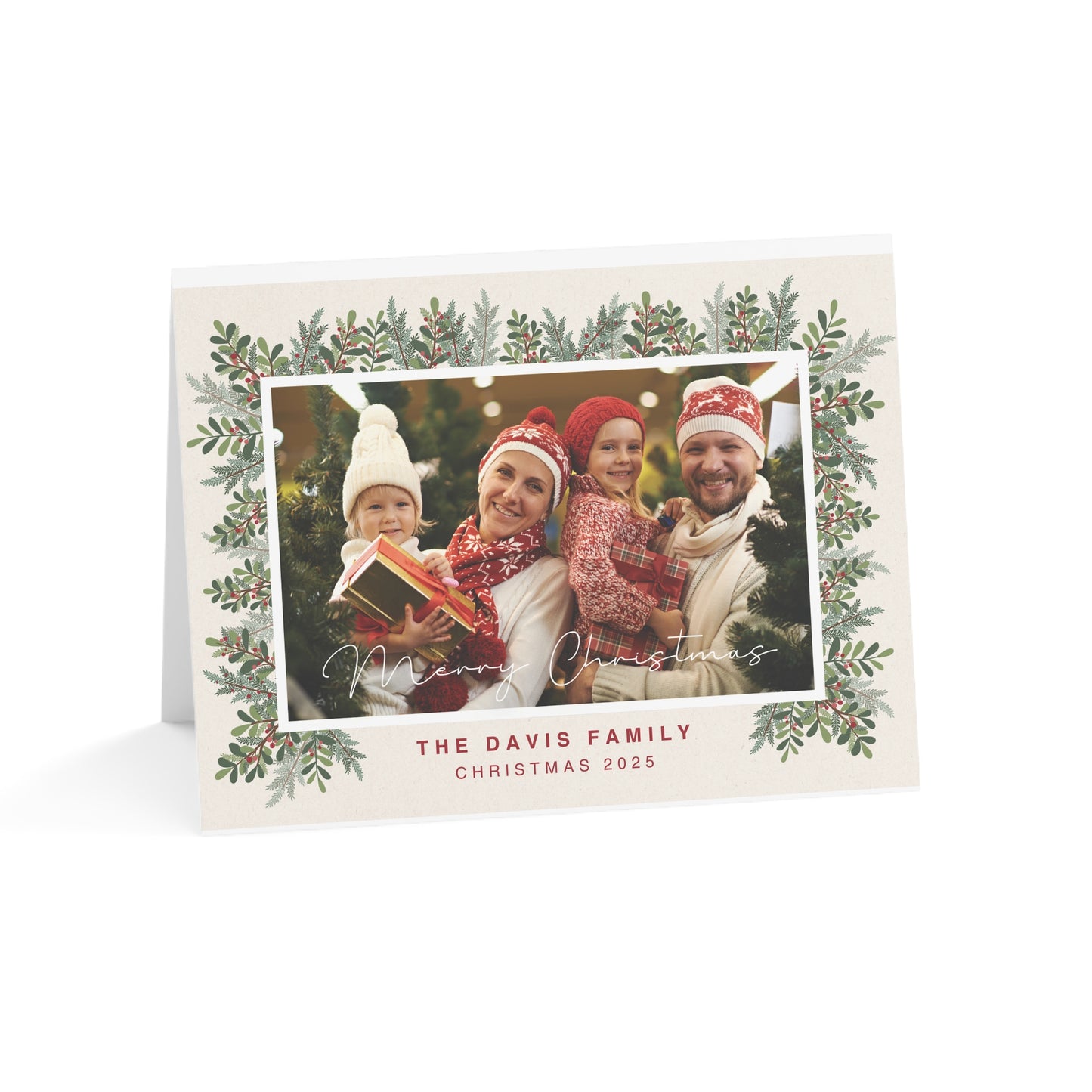 Personalized Family Christmas Cards Custom Photo Holiday Card Set 10 30 or 50 Pack with Envelopes Custom Printed Holiday Greeting