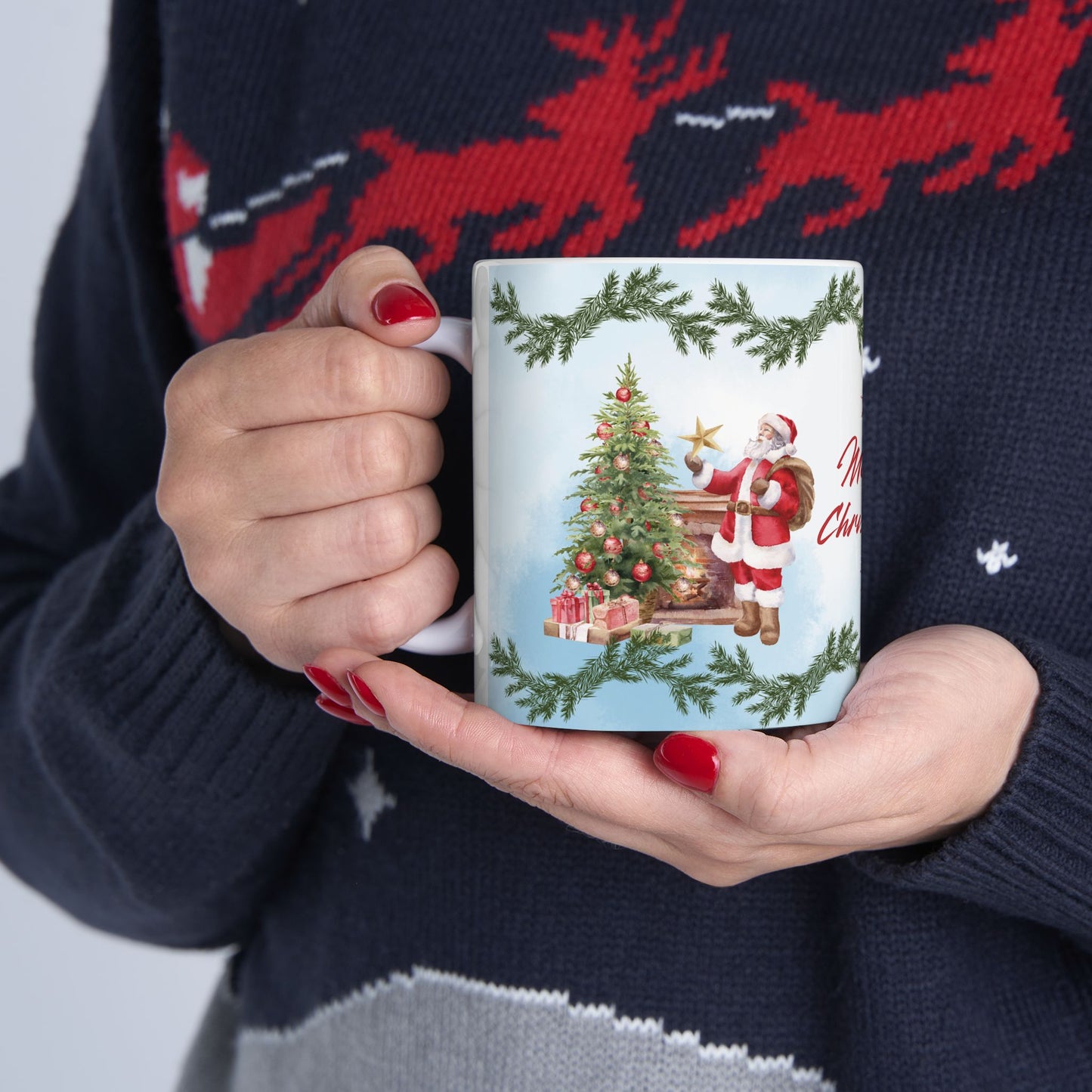 Merry Christmas Ceramic Mug, Holiday Gift, Festive Coffee Cup, Christmas Decor, Seasonal Beverageware