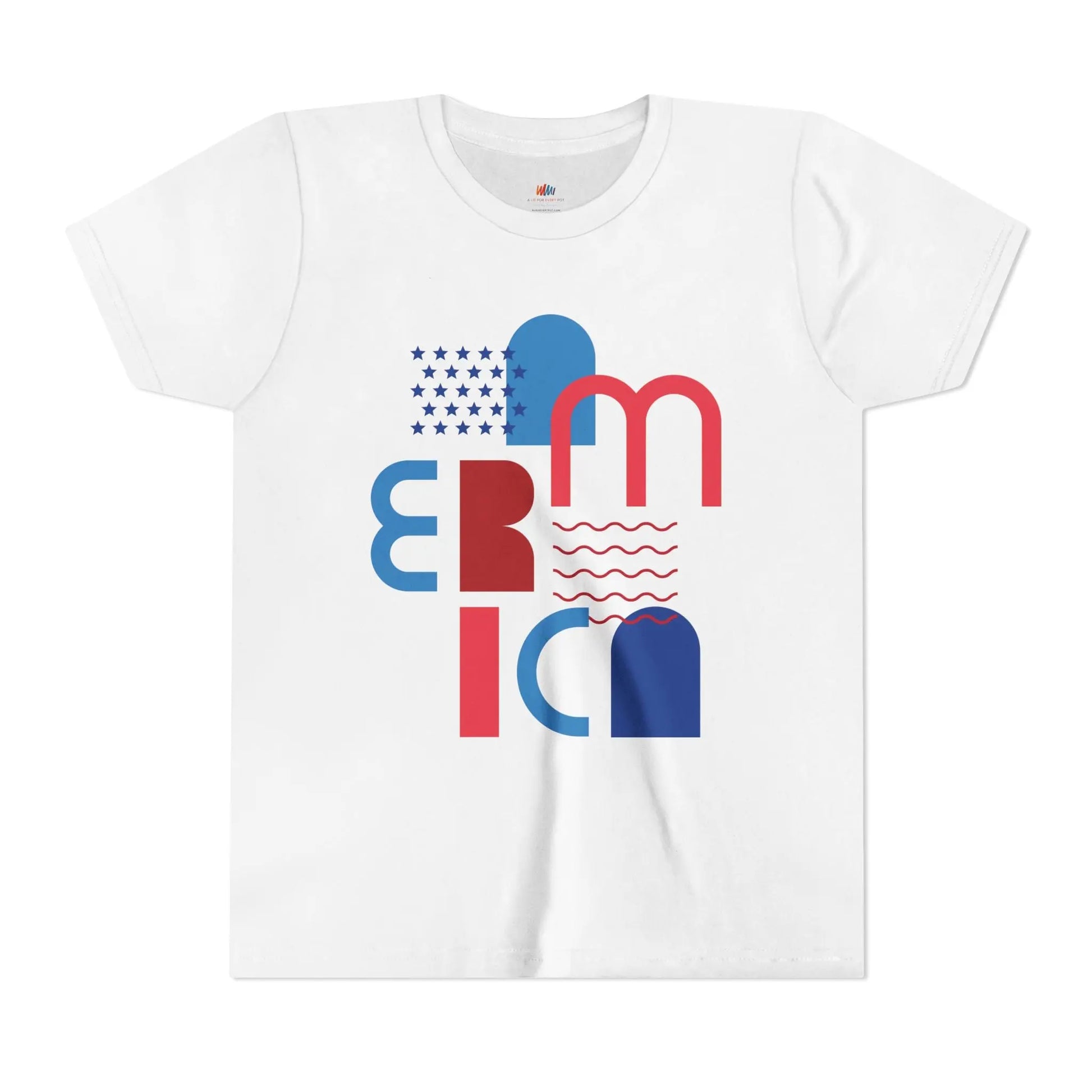 Youth Americana Short Sleeve Tee, Summer Fun Shirt, Patriotic Kids Top, Gift for Independence Day, Red White Blue Tee Printify
