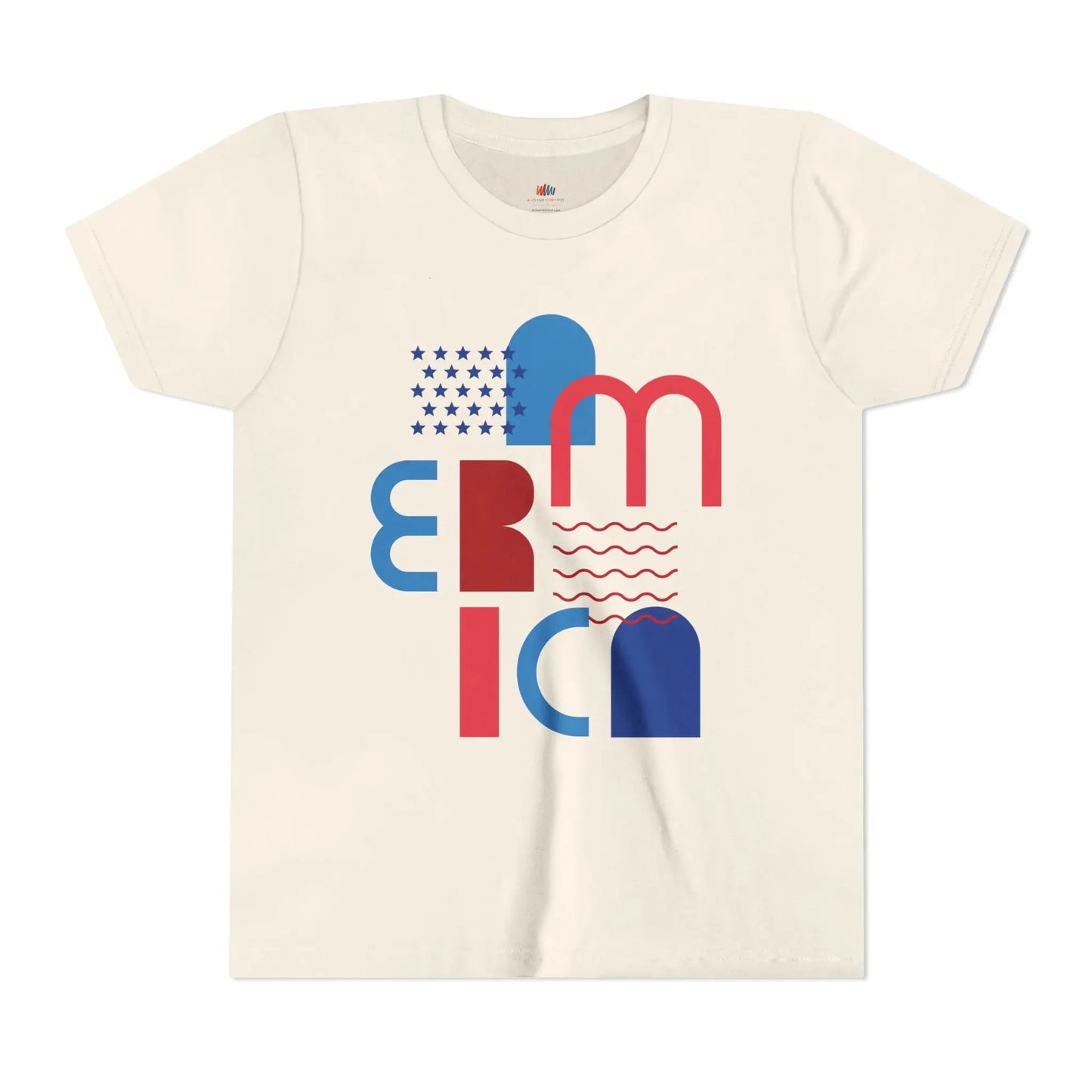 Youth Americana Short Sleeve Tee, Summer Fun Shirt, Patriotic Kids Top, Gift for Independence Day, Red White Blue Tee Printify