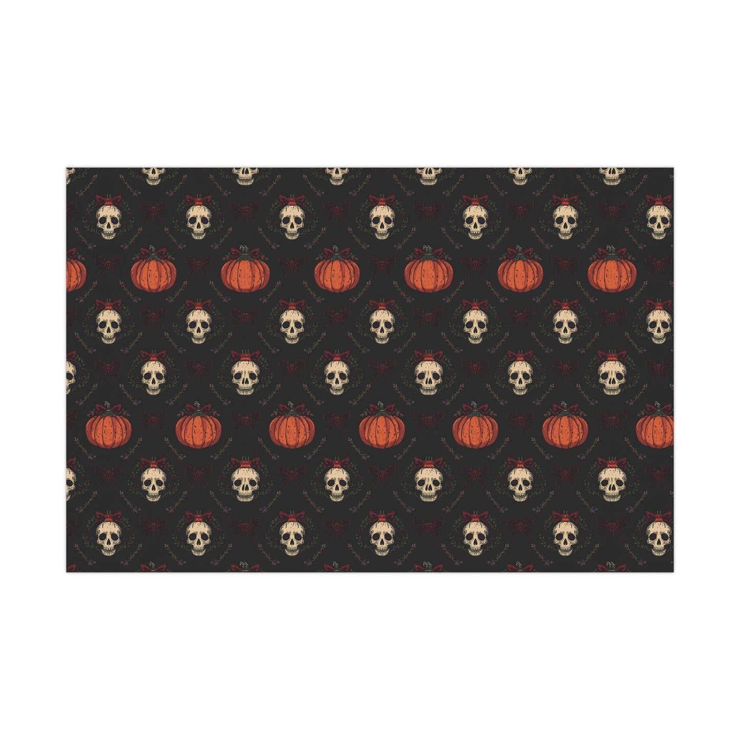 Hollyween Christmas Wrapping Paper – Gothic Holiday Gift Wrap with Skulls, Pumpkins & Bows