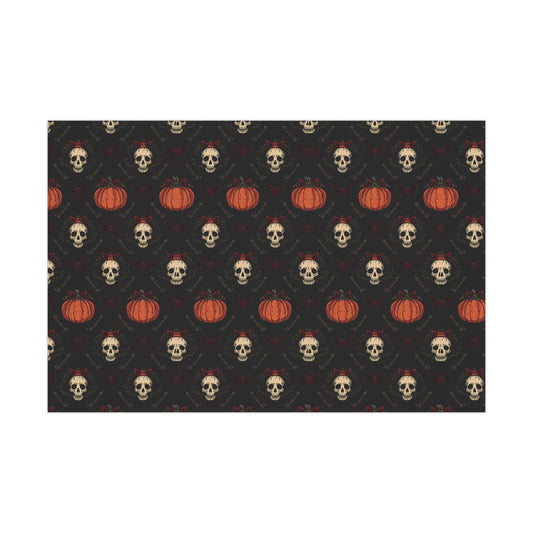 Hollyween Christmas Wrapping Paper – Gothic Holiday Gift Wrap with Skulls, Pumpkins & Bows
