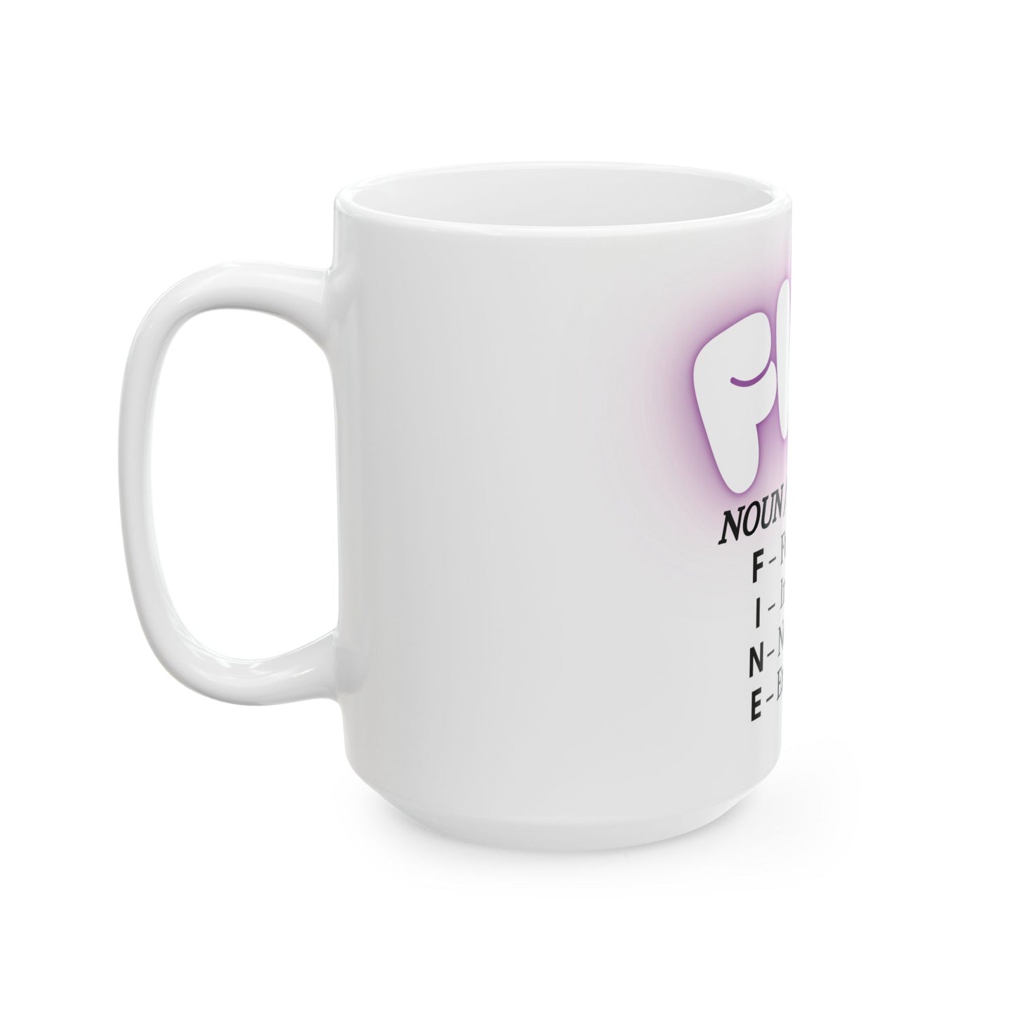 Pretty FINE Mug Funny Middle Finger Coffee Cup, Sarcastic Definition Mug, Feminine Purple Aesthetic Gift for Best Friend or Coworker