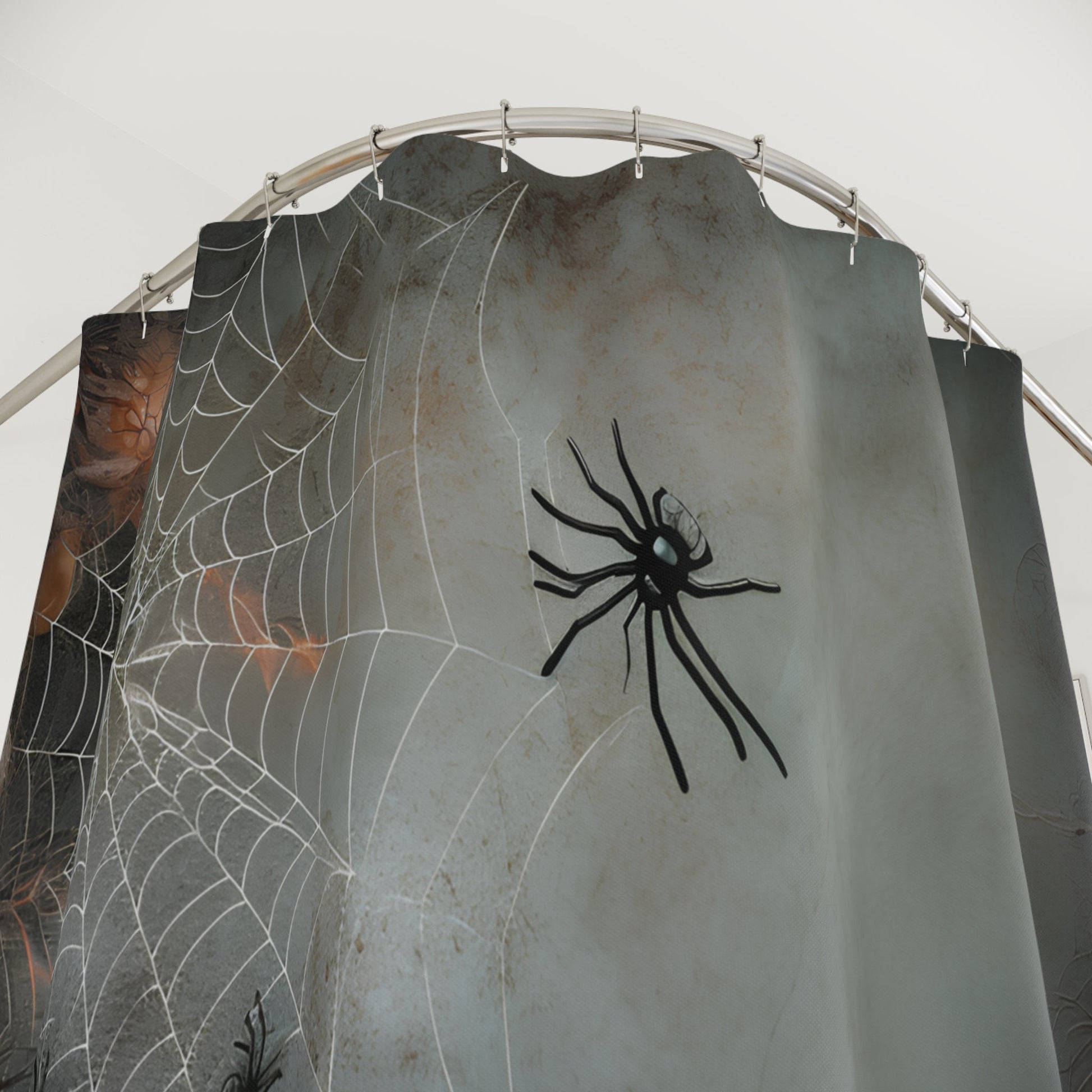Spooky Spider Shower Curtain - Halloween Decor, Bathroom Art, Gothic Home Design, Unique Gift for Fall, Fun Bath Accessories - A Lid for Every Pot ~ Everyday Designz ~
