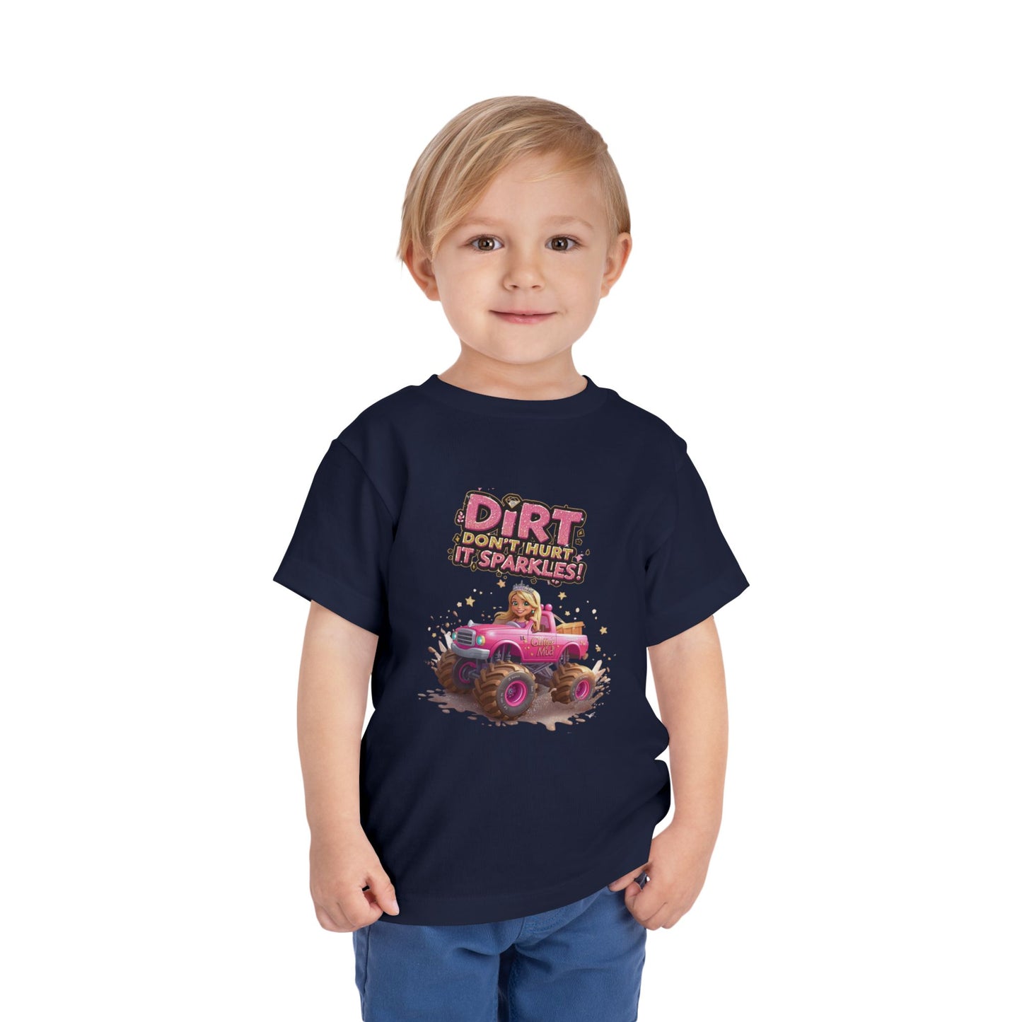 Toddler Tee, Princess in a Pink Monster Truck Dirt Don't Hurt It Sparkles Shirt, Kids Birthday Gift, Cute Girl's Top, Baby Shower Present,