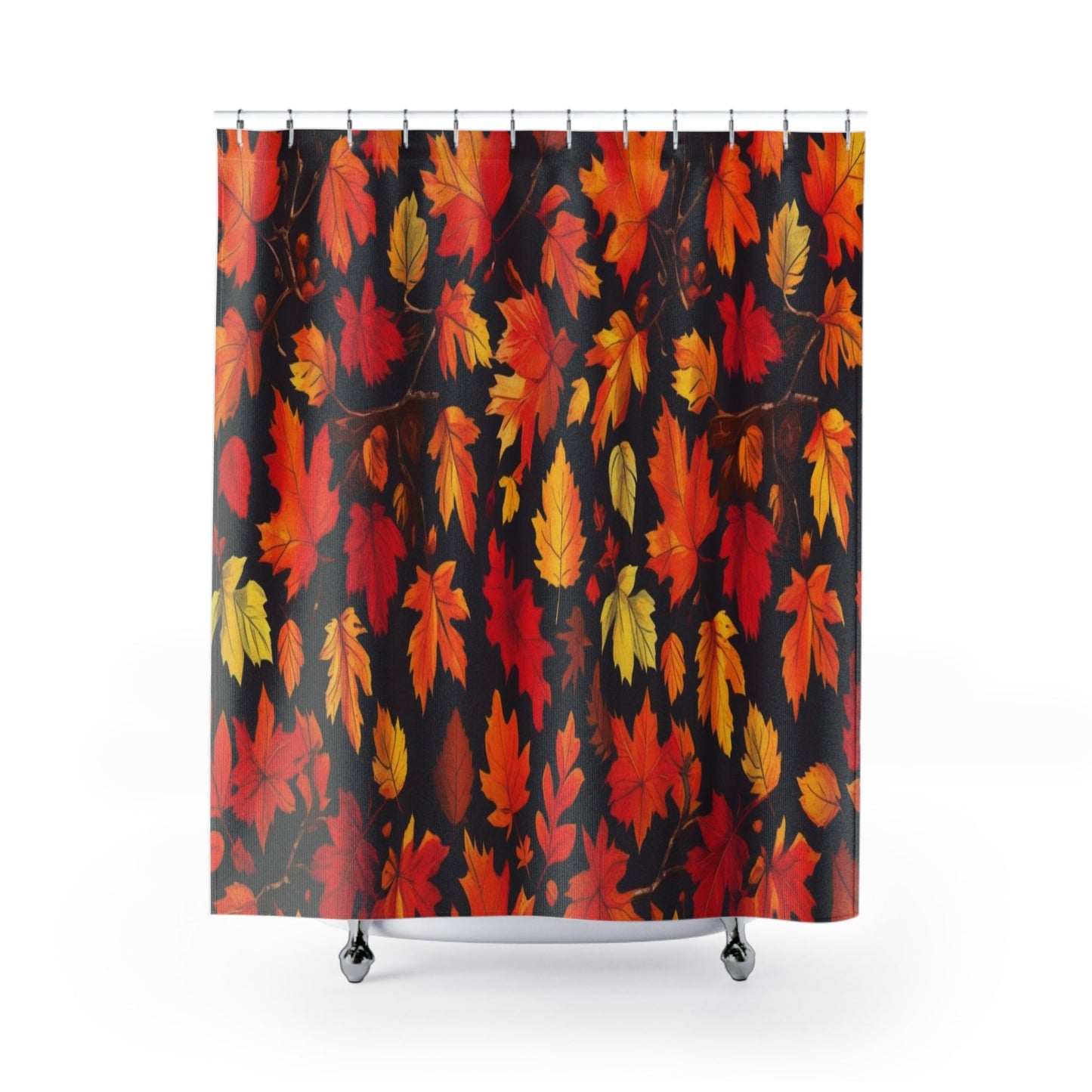 Autumn Leaves Shower Curtain, Fall Bathroom Decor, Seasonal Home Accents, Thanksgiving Gift, Leaf Pattern Curtains Printify