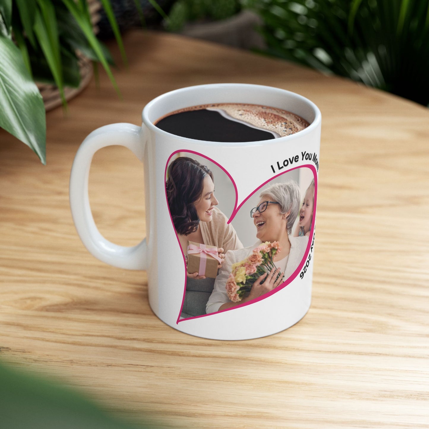 Personalized Mothers Day Mug Custom Photo Heart Coffee Cup With Name and Date Keepsake Gift 11oz 15oz