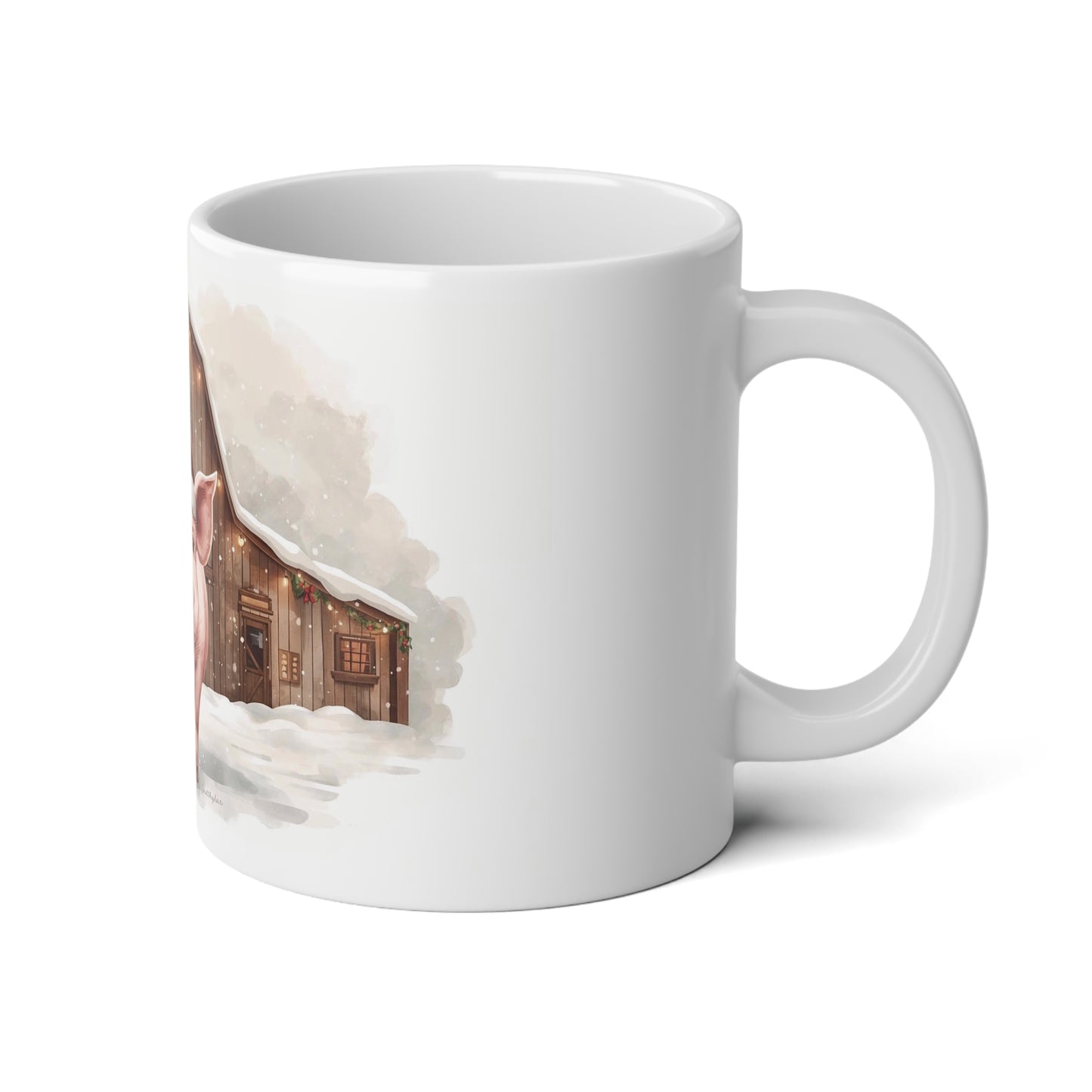 Festive Pig Jumbo Mug, Cozy Holiday Coffee Cup, Cute Animal Mug, Winter Decor Gift, Christmas Kitchenware