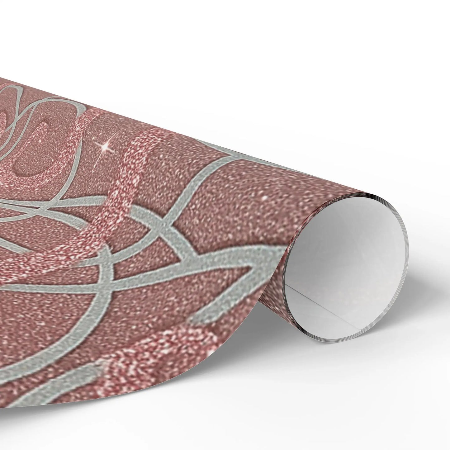 Wrapping Papers - Elegant Ombre Silver and Pink Sparkling Swirls Printify