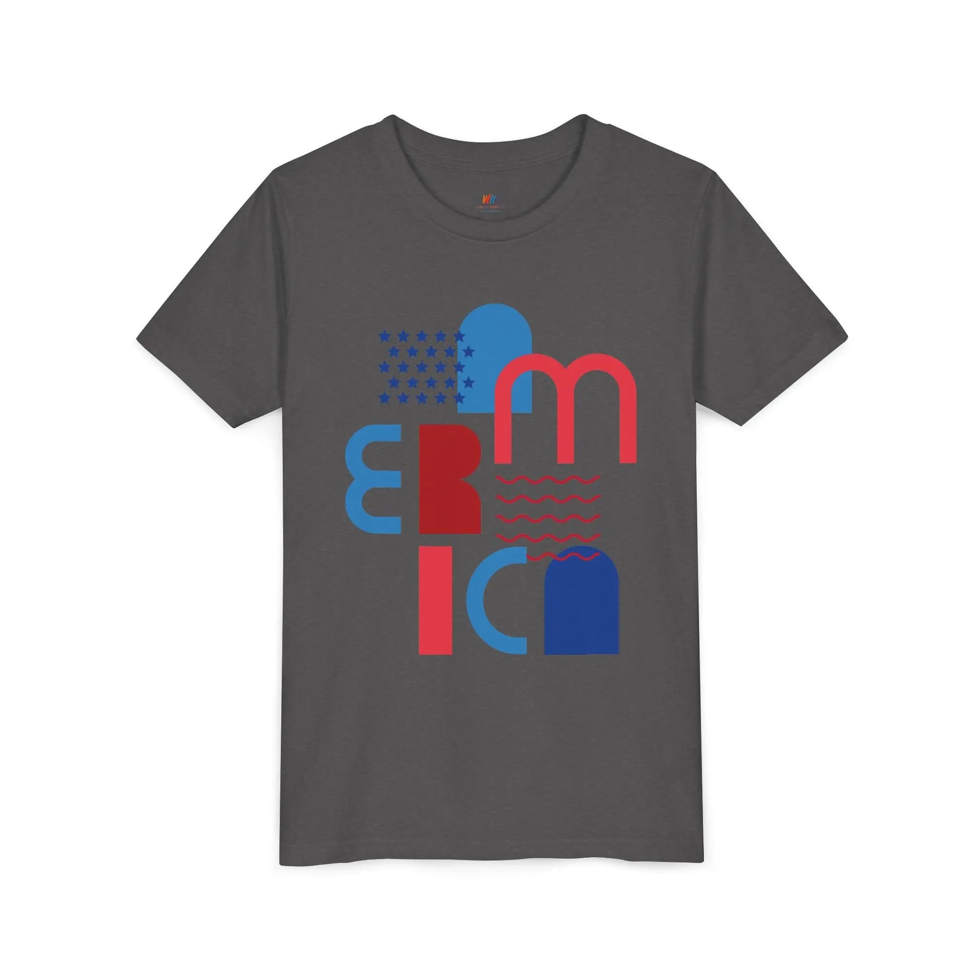 Youth Americana Short Sleeve Tee, Summer Fun Shirt, Patriotic Kids Top, Gift for Independence Day, Red White Blue Tee Printify
