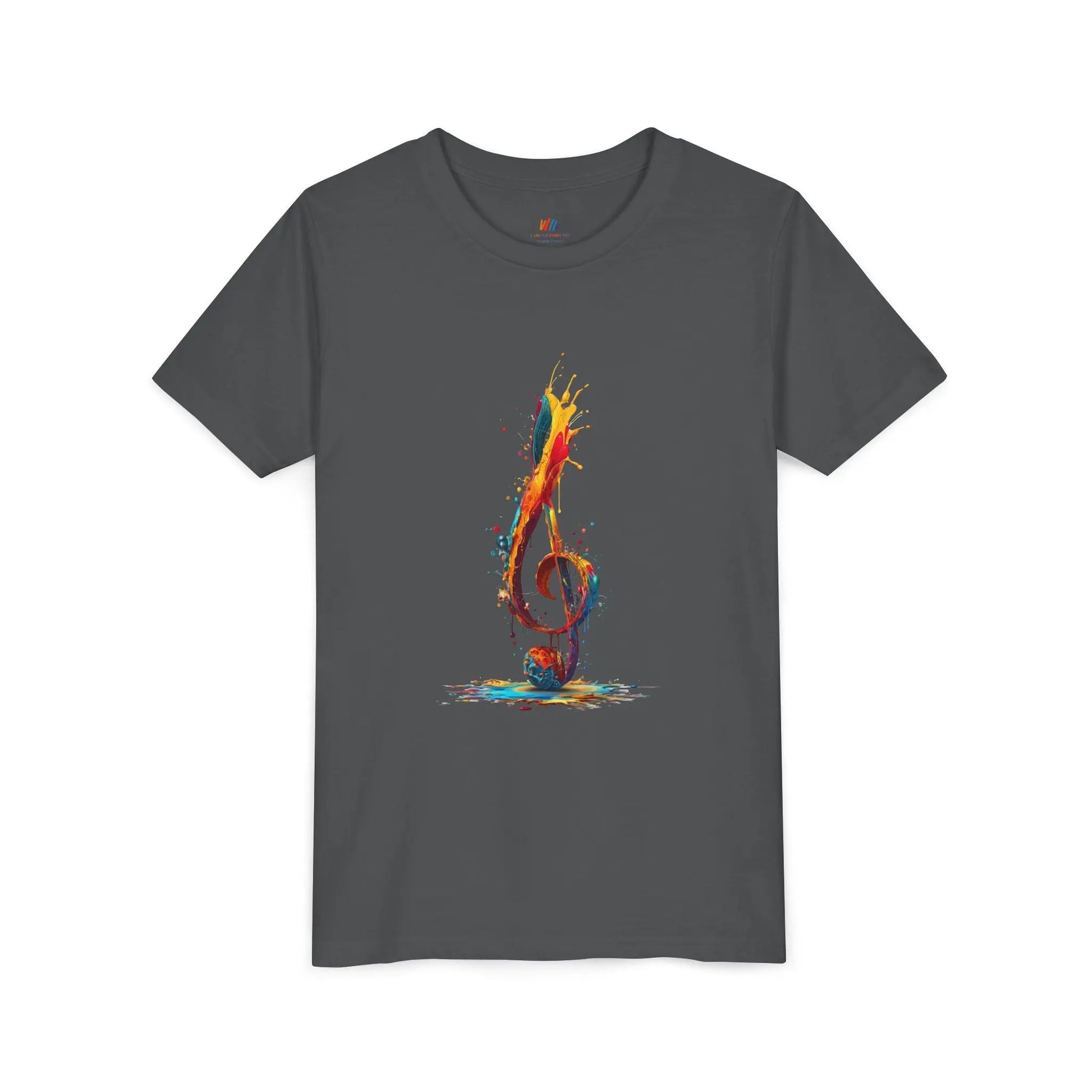 Youth Music Note Tee, Colorful Treble Clef Shirt, Printify